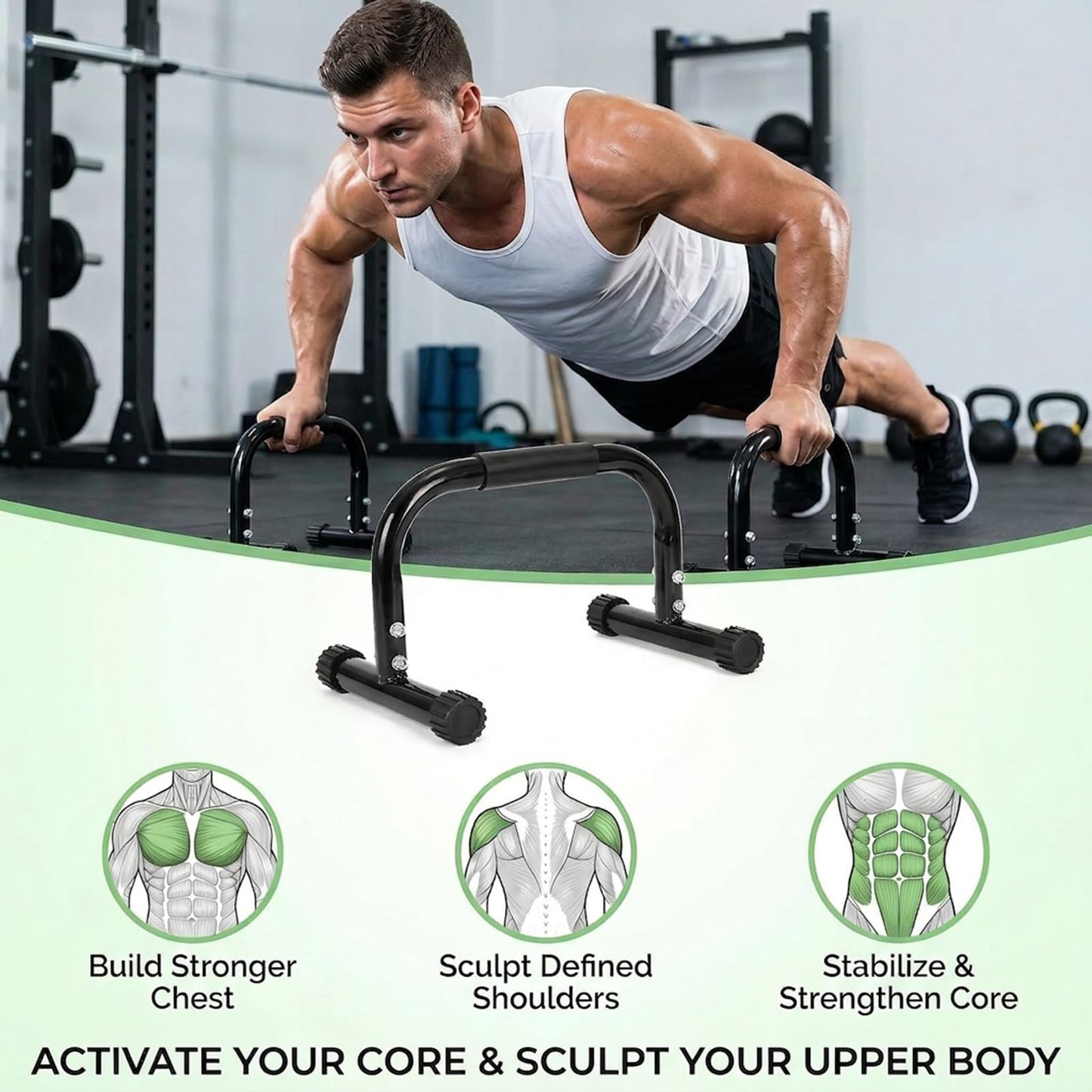 TOPZEA 2 Pack Parallettes Bars, 10" High Steel Push Up Handles Bars Strength Training Anti-Slip Calisthenics Equipment for Handstand, Full Planche, L-sit & Dip, Home Fitness & Gym Floor Workouts