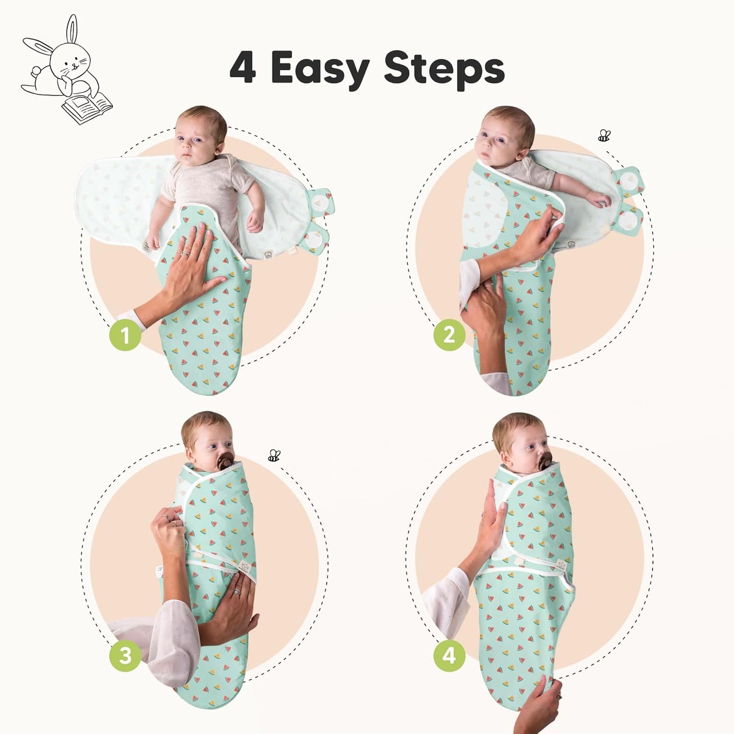 Skiennix Organic Baby Swaddle Sleep Sacks - Soft & Snug for Newborns 0-3 Months | Beach Day Design, 3-Pack