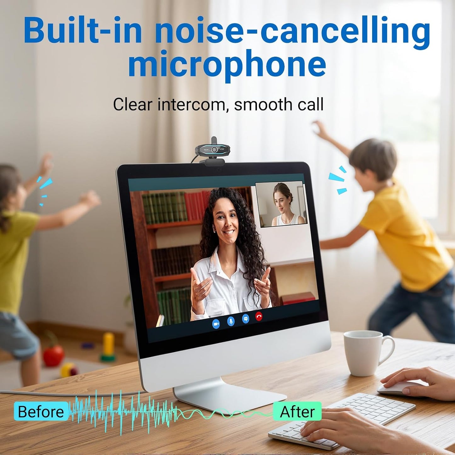 SweetLink 1080P Streaming Camera Webcam with Microphone and RGB Light,USB Computer Camera,Privacy Cover,Plug & Play USB