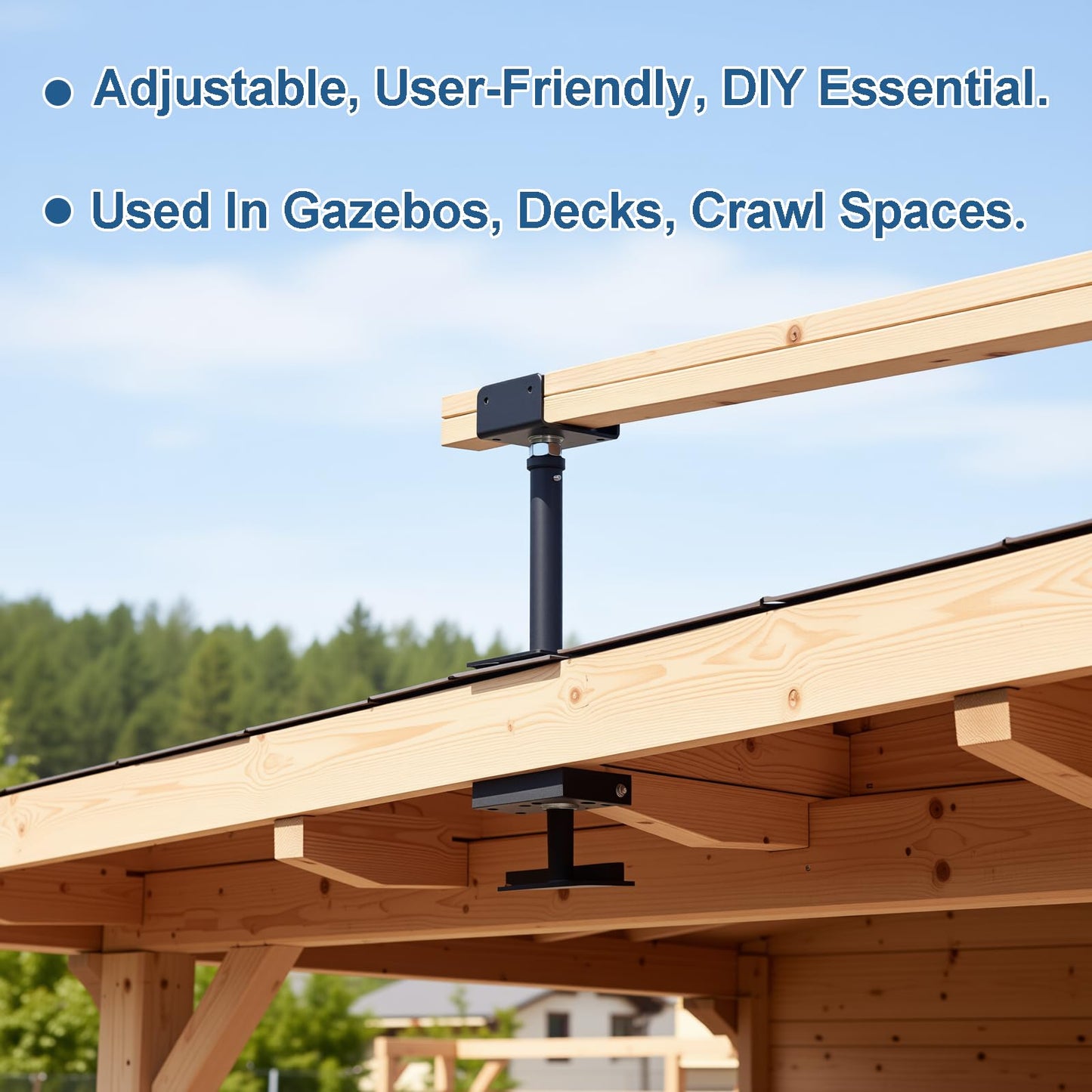 YMSZGBZG 4 Pack U-Shaped Floor Jack, Heavy Duty Adjustable Steel Telepost with U-Head for 4x2, 4x4, 4x6 Joists, 6-9 Inch Adjustment Range, Screw Jack Post for Beam Support & Leveling