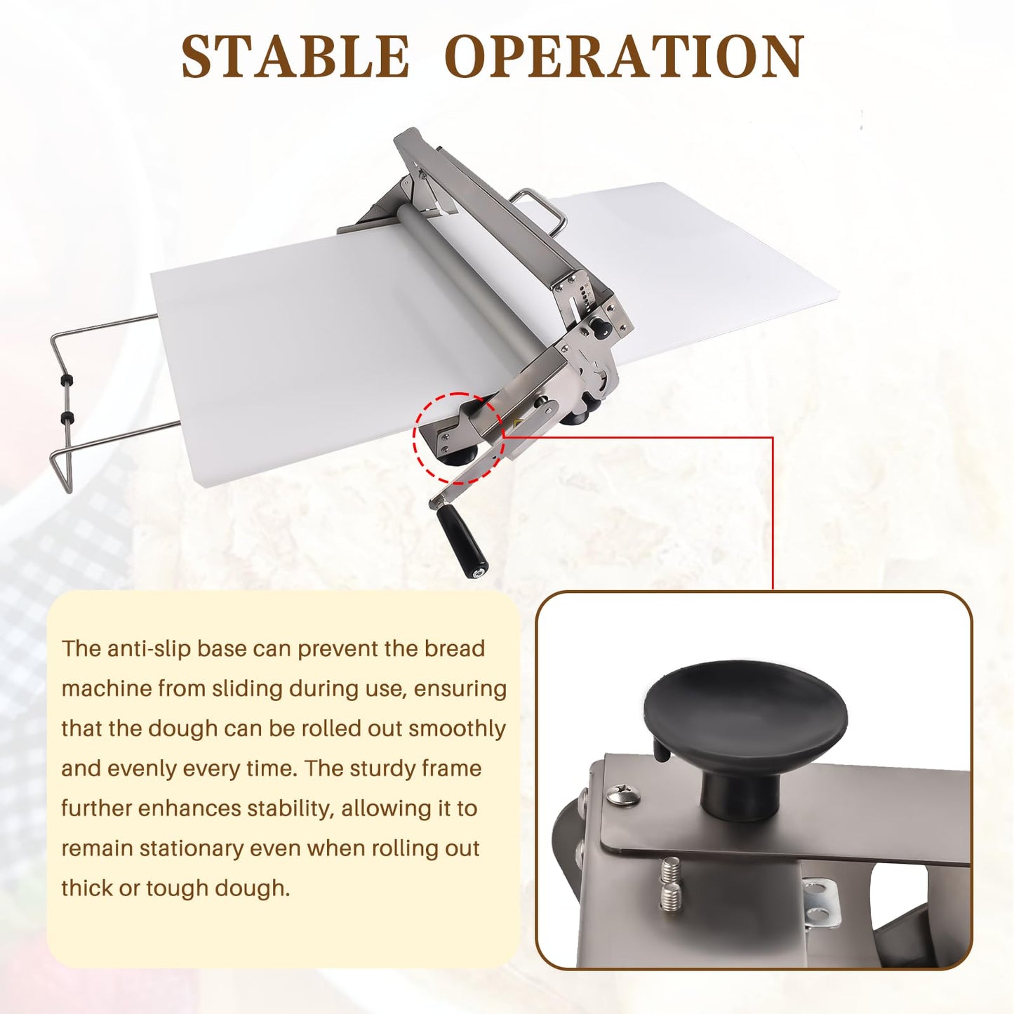 Hututimo 40.9''x15.5" Manual Dough Sheeter with Stainless Steel Roller Foldable Design, Adjustable Thickness Dough Roller Machine for Croissants, Pizza, Pastry, Pie Crust and Baking