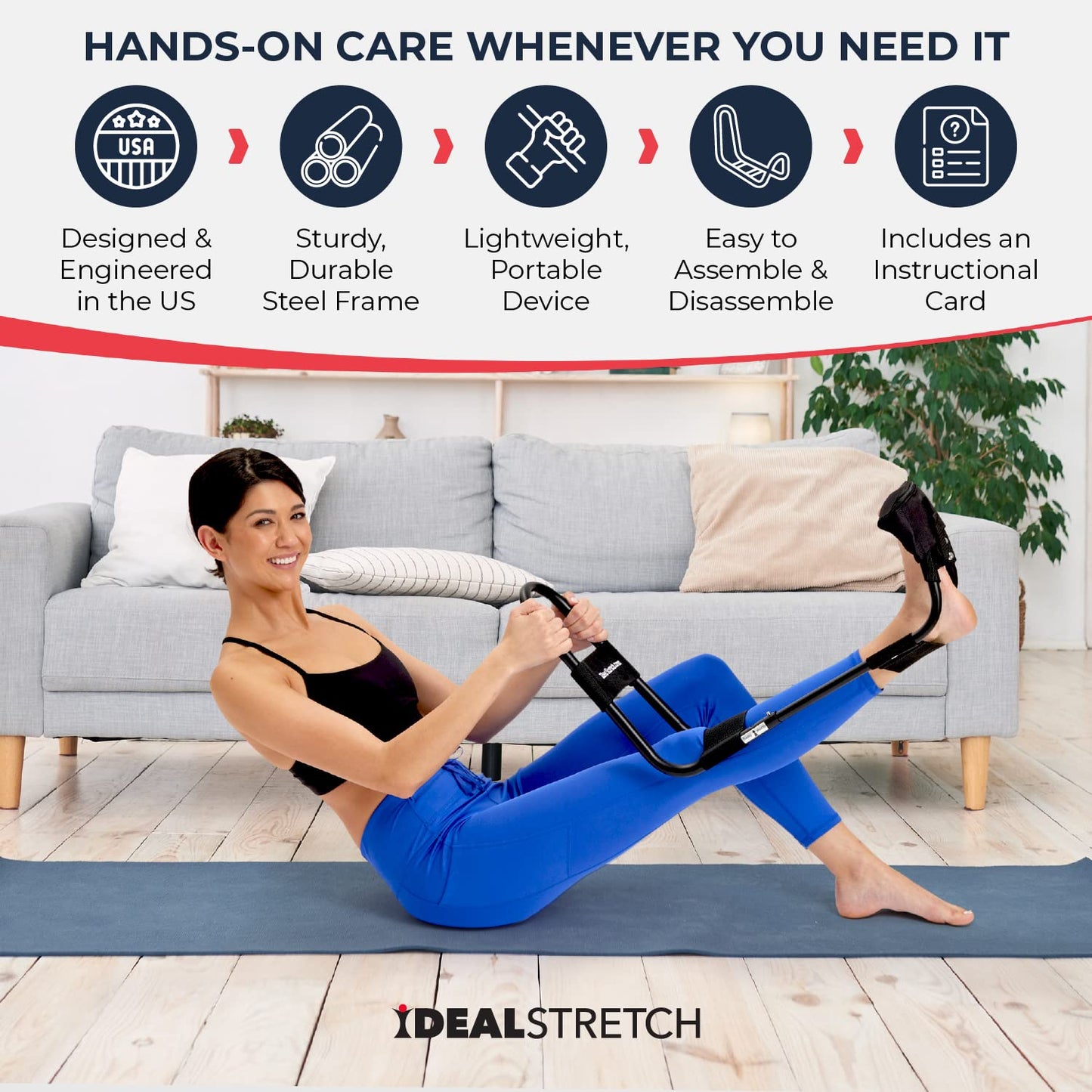 IdealStretch - Original Patented – Hamstring Stretcher, Lower Back Stretcher, Hip Stretcher, & Calf Stretcher - Pain Relief & Leg Stretcher
