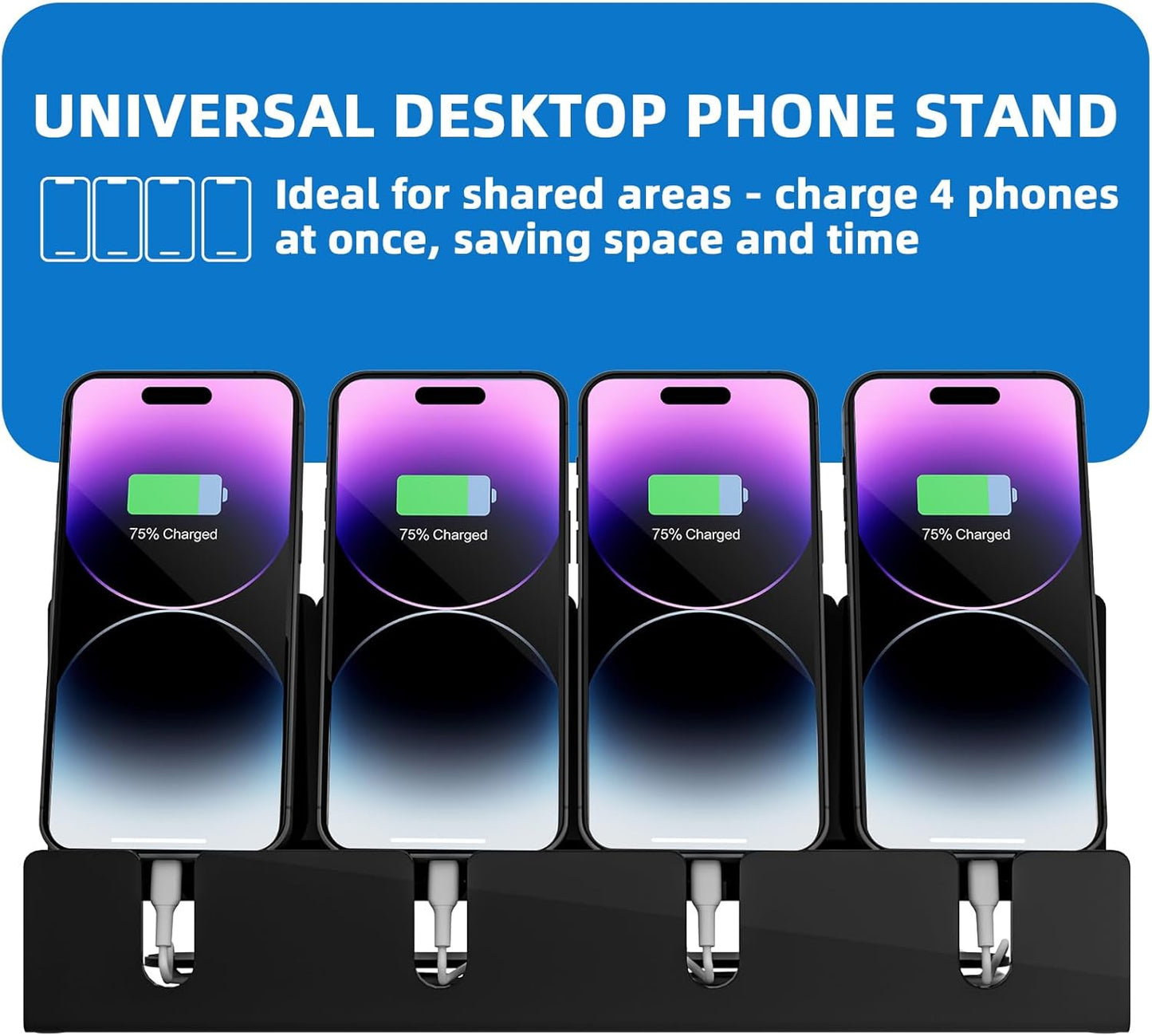 CaSZLUTION 4 Cell Phone Stand, Multiple Phone Holder Organizer Stand for Phones, Acrylic Desktop Mobile Phone Docking