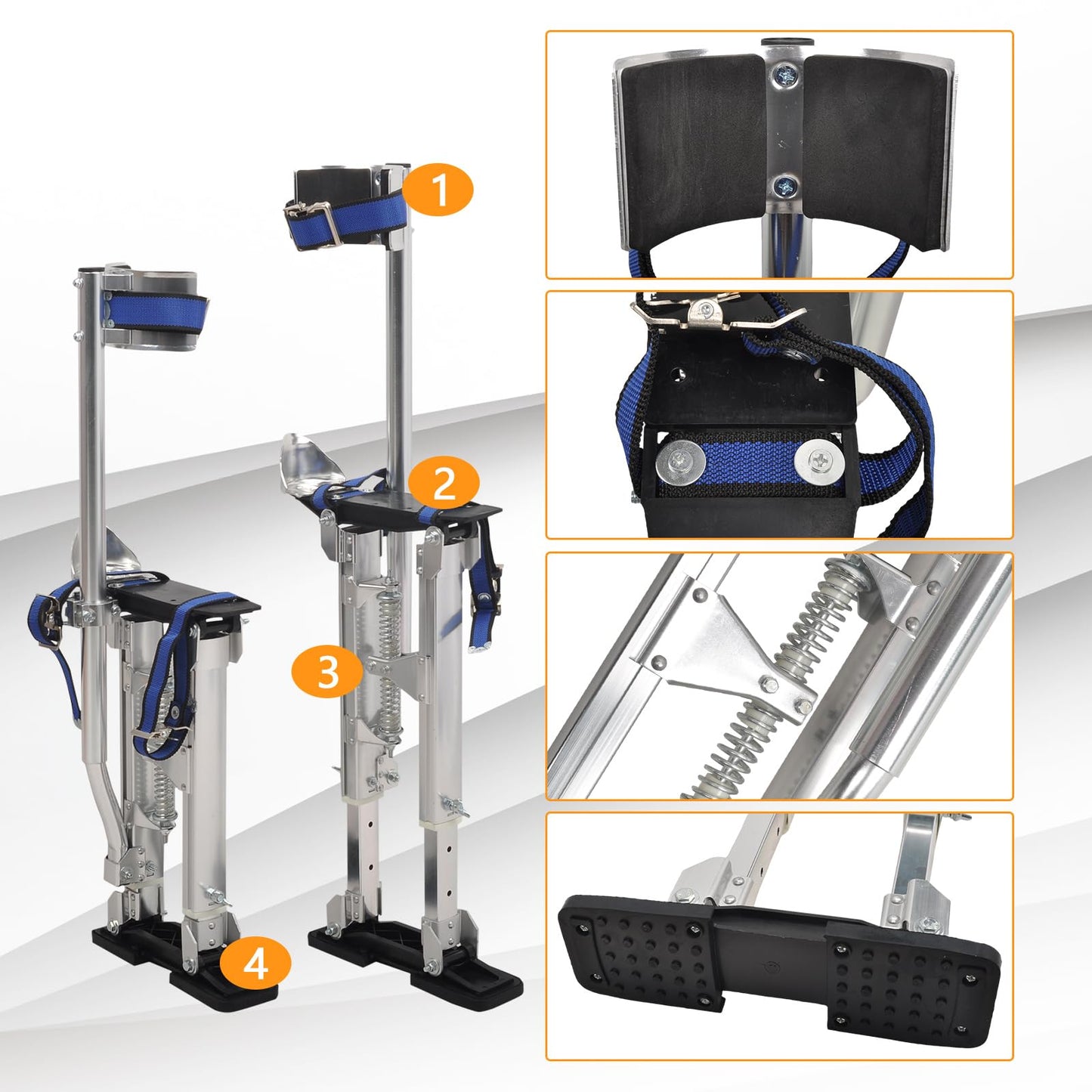BIGREAT Silver Drywall Stilts 15-23 Inch Height Adjustable Lifts Aluminum Tool for Painting Finishing Pruning Branches Cleaning