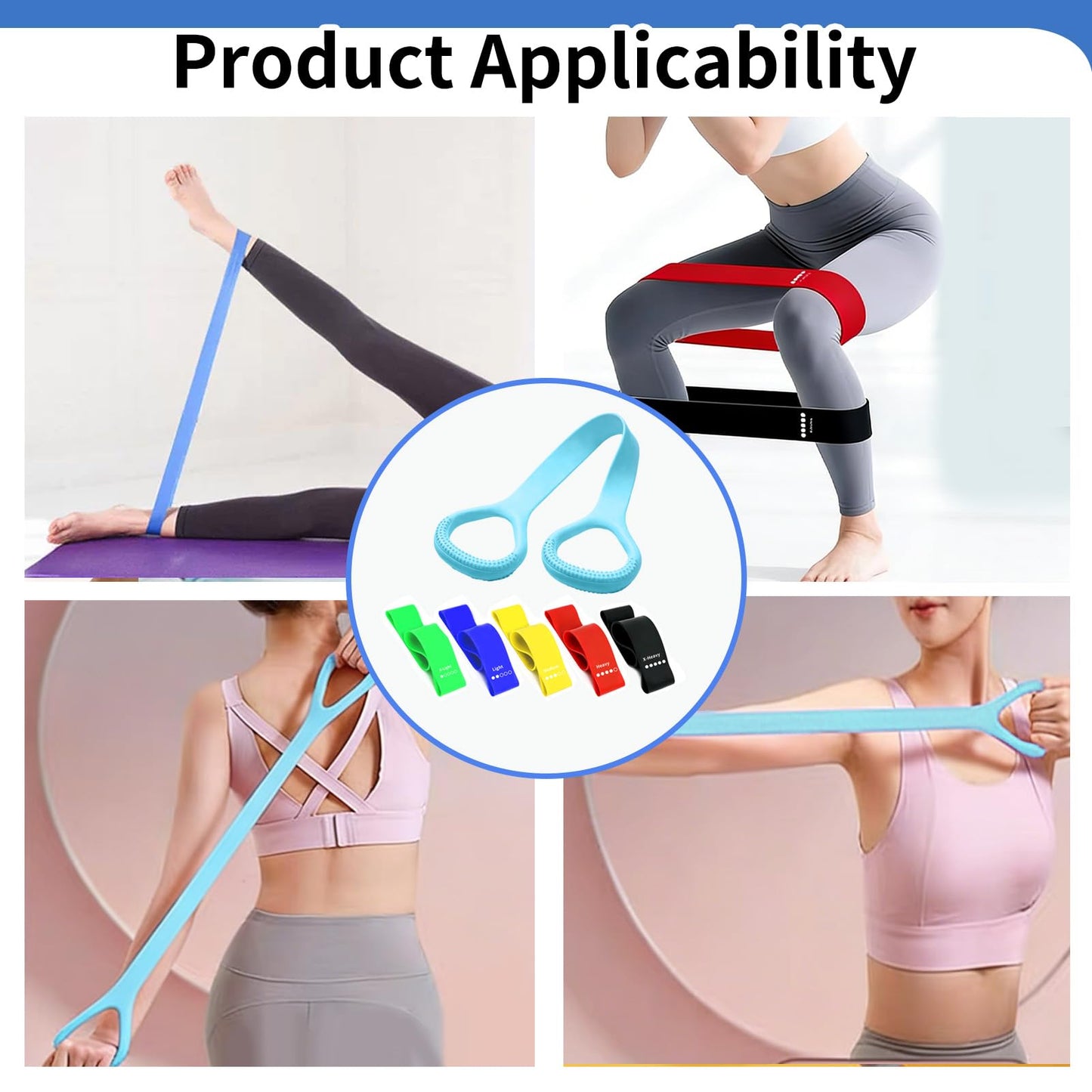 Resistance Bands for Working Out, 5 Pack Resistance Bands & 1 Pcs Elastic Pilates Flexband for Physical Therapy, Stretch Exercise Loop Bands for Yoga, Booty & Legs Strength Training