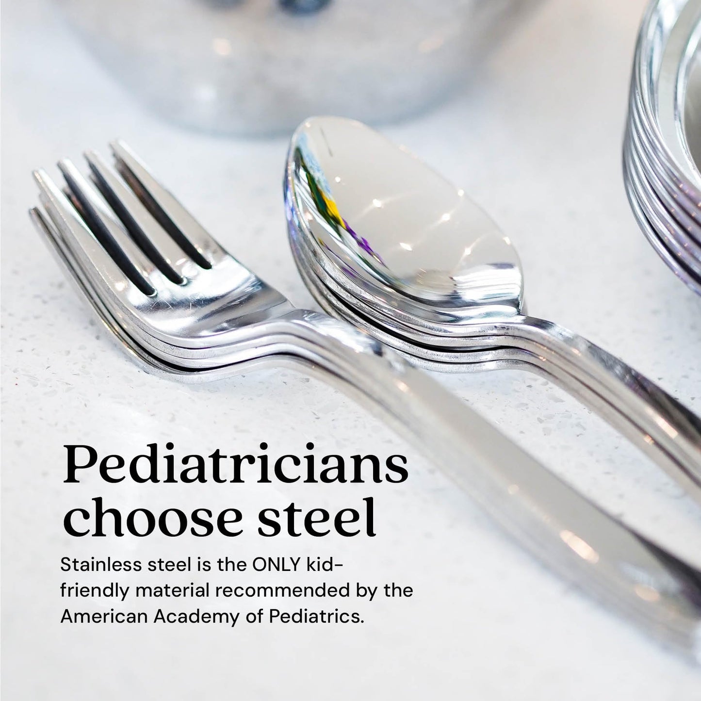 Ahimsa Stainless Steel Kids Utensils Set, Pediatrician Designed, Premium Kids Silverware, Non Toxic, Dishwasher Safe, Big Kid Fork and Spoon