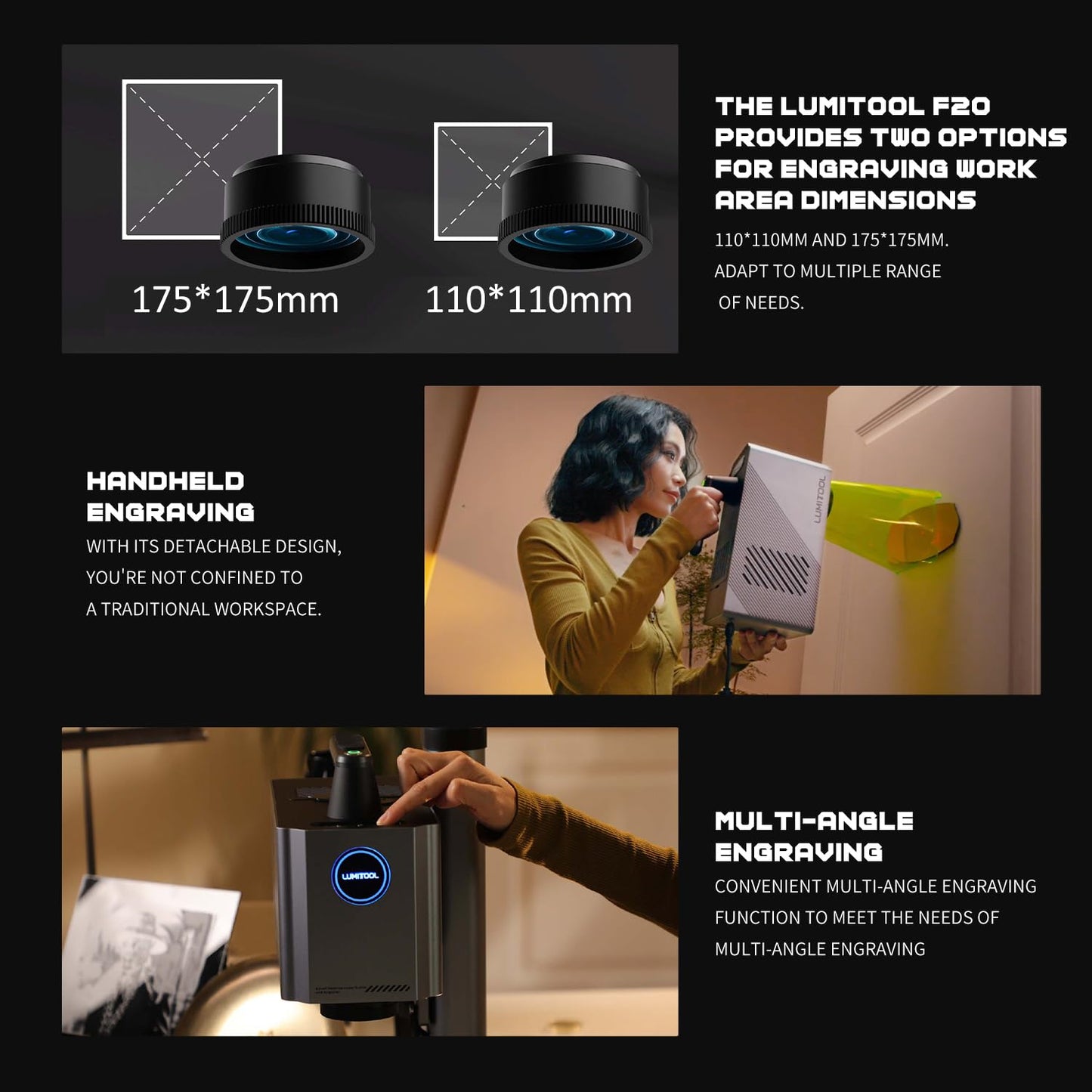 LumiTool 20W True Fiber Laser Engraver - 10X Faster AI Fiber Laser Engraving Machine for Metal, Jewelry, Leather & More - AI-Powered, Deep Engraving, Cloud Data, Compact & Affordable