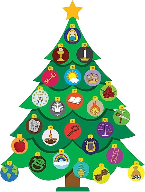 Needzo Jesse Tree Magnetic Advent Calendar - Traditional Christian Countdown to Christmas 2024 | 8 x 12 Inches