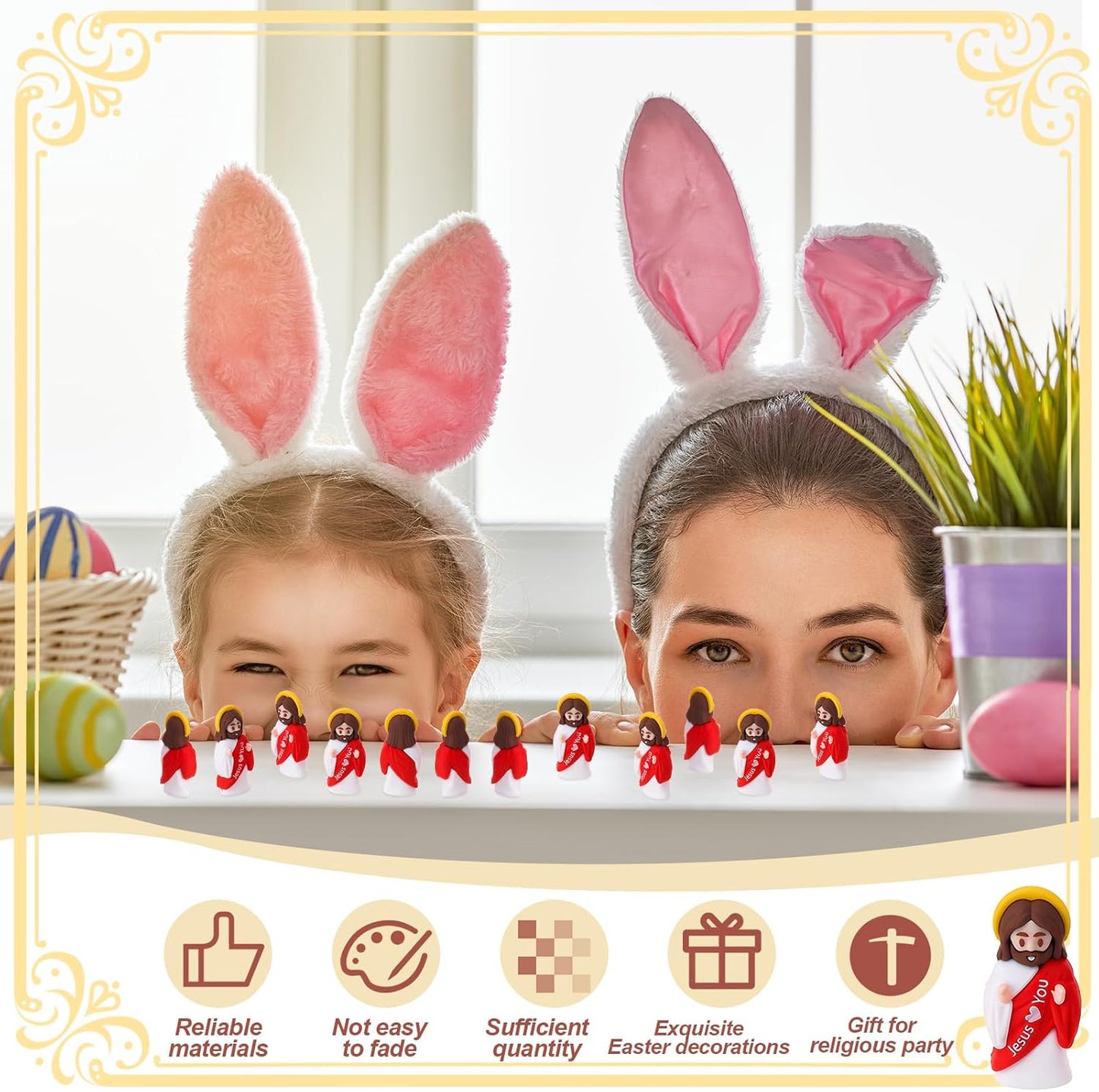 Skiennix Mini Jesus Figurines - 30 Pcs Tiny Easter Figures for Religious Gifts & Sunday School (Red)