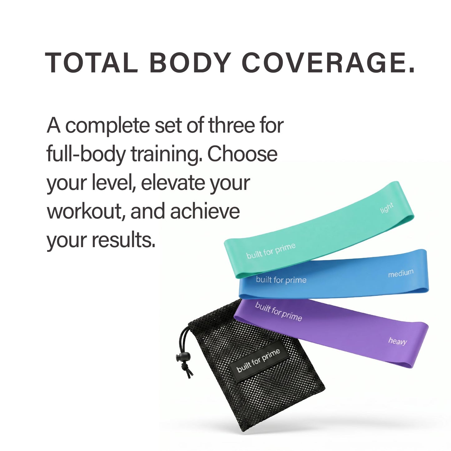 Built For Prime Mini Resistance Bands (Set of 3) – Premium Exercise Bands for Strength Training & Activation – Seafoam, Sky, and Amethyst