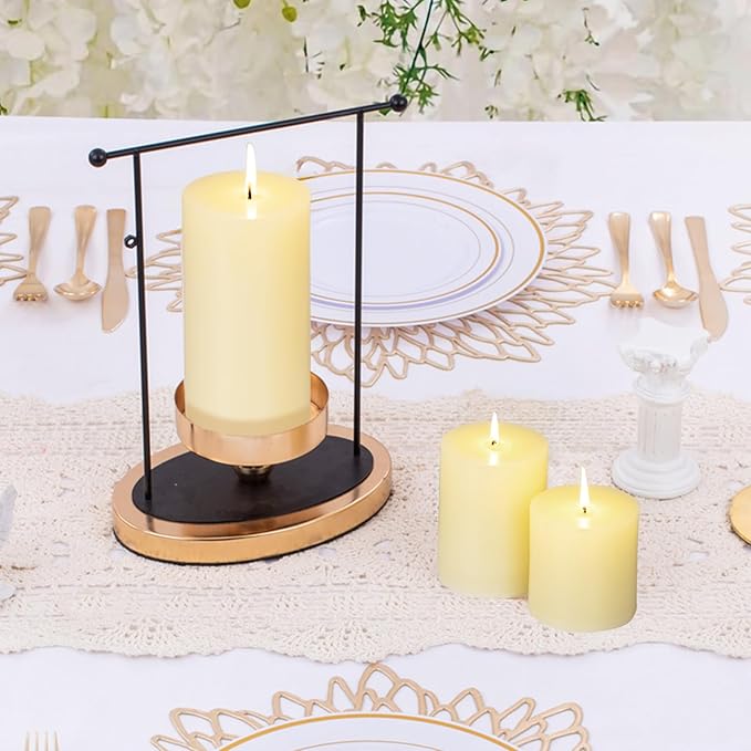 KONNI Ivory Pillar Candles Set of 3, 3"x 3" Unscented Pillar Candles Bulk, 30 Hours Long Burning Candles, Smokeless&Dripless Large Round Candle for Wedding, Home Decoration, Parties, Spas, Dinner