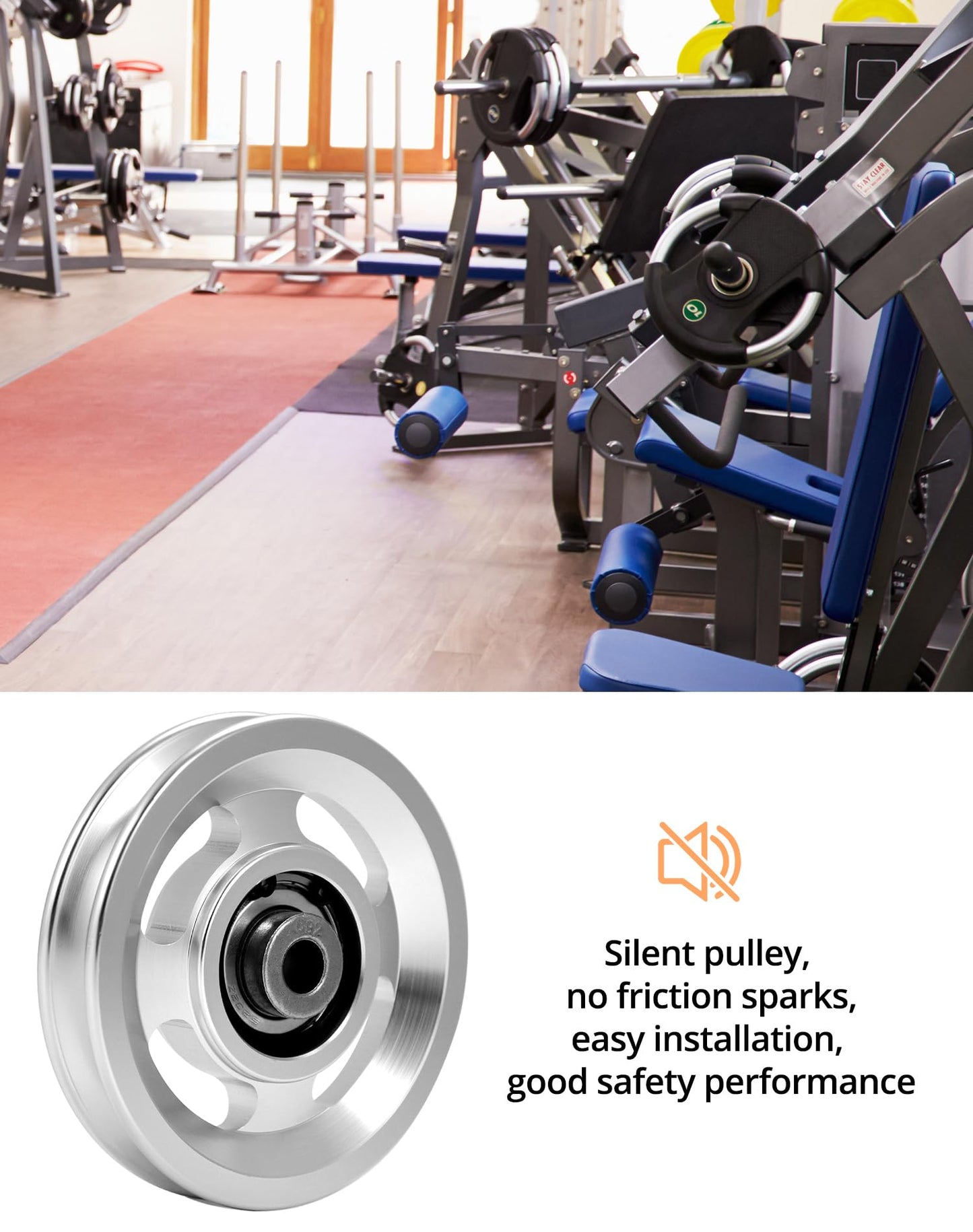 QWORK Universal Aluminium Alloy Bearing Pulley Wheel for Sports Fitness Equipment, 95mm Size, High Load Capacity 660 lbs, 2 Pieces