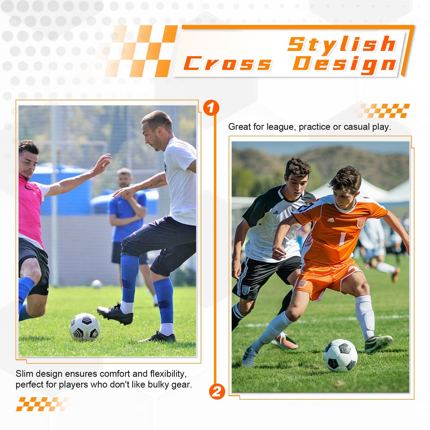 2 Pairs Mini Soccer Shin Guards for Kids Youth & Adults - Ultra Lightweight Small Shin Pads, Comfortable Fit for Football, Indoor Soccer, Training (3.15" x 1.97")