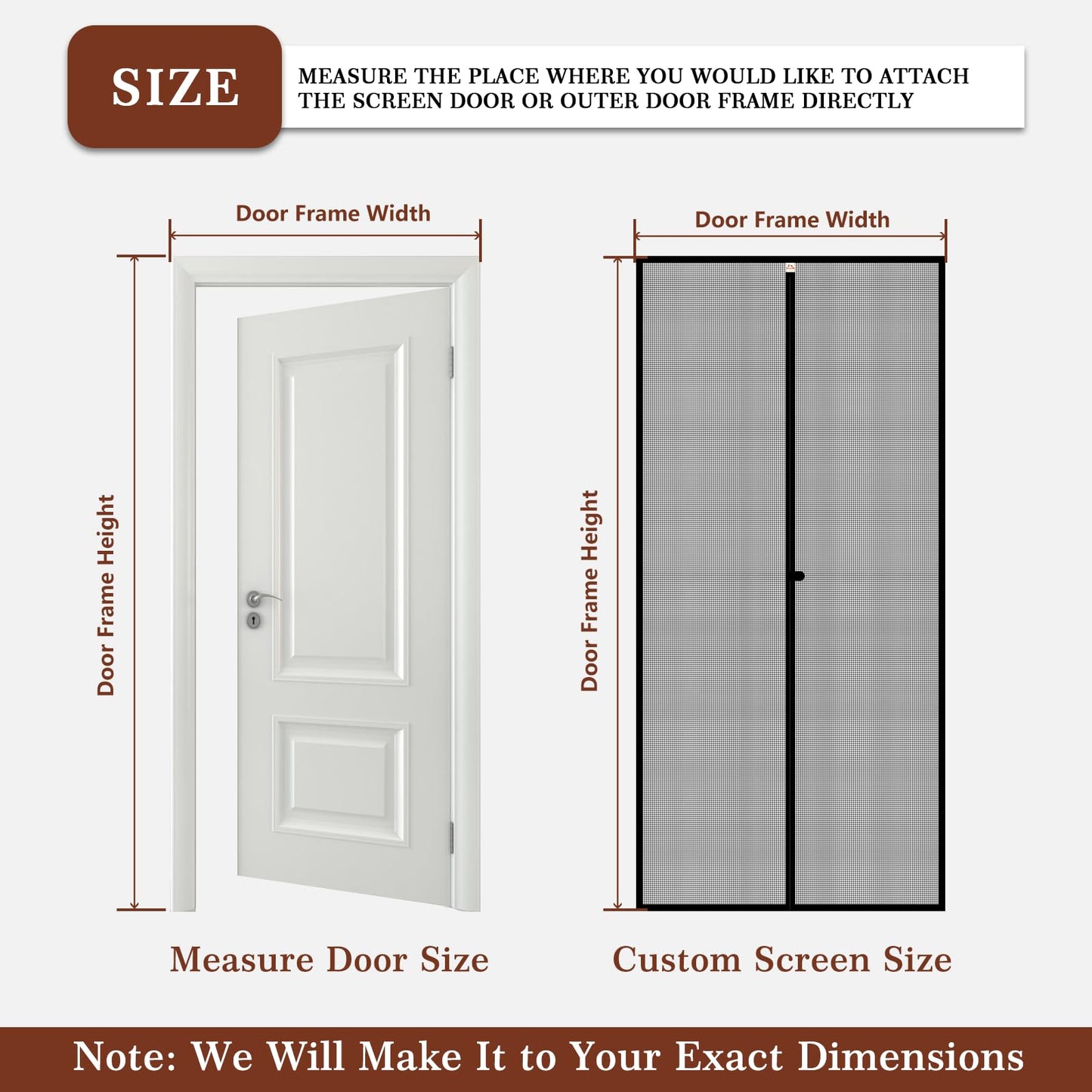 Yotache Customized Magnetic Screen for Door Size 25" - 35" Width, Reinforced Polyester Net Curtain for Back Walk Through Door