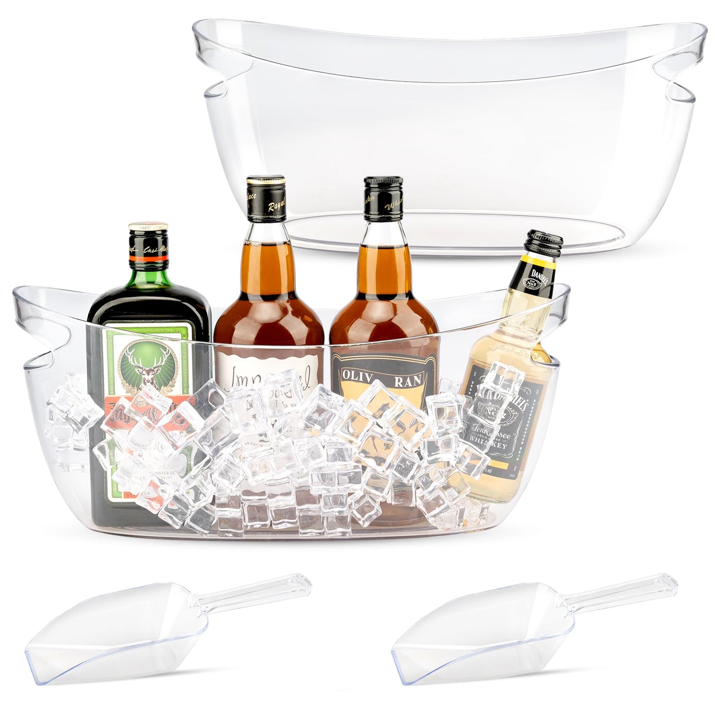 2Pcs Clear Ice Buckets for Parties, 5.5L Acrylic Champagne Bucket with Scoop, Mimosa Bar Supplies, Plastic Tub for Drinks, Cocktail Bar, Wine, Beer, Soda,Beverage,Cooler