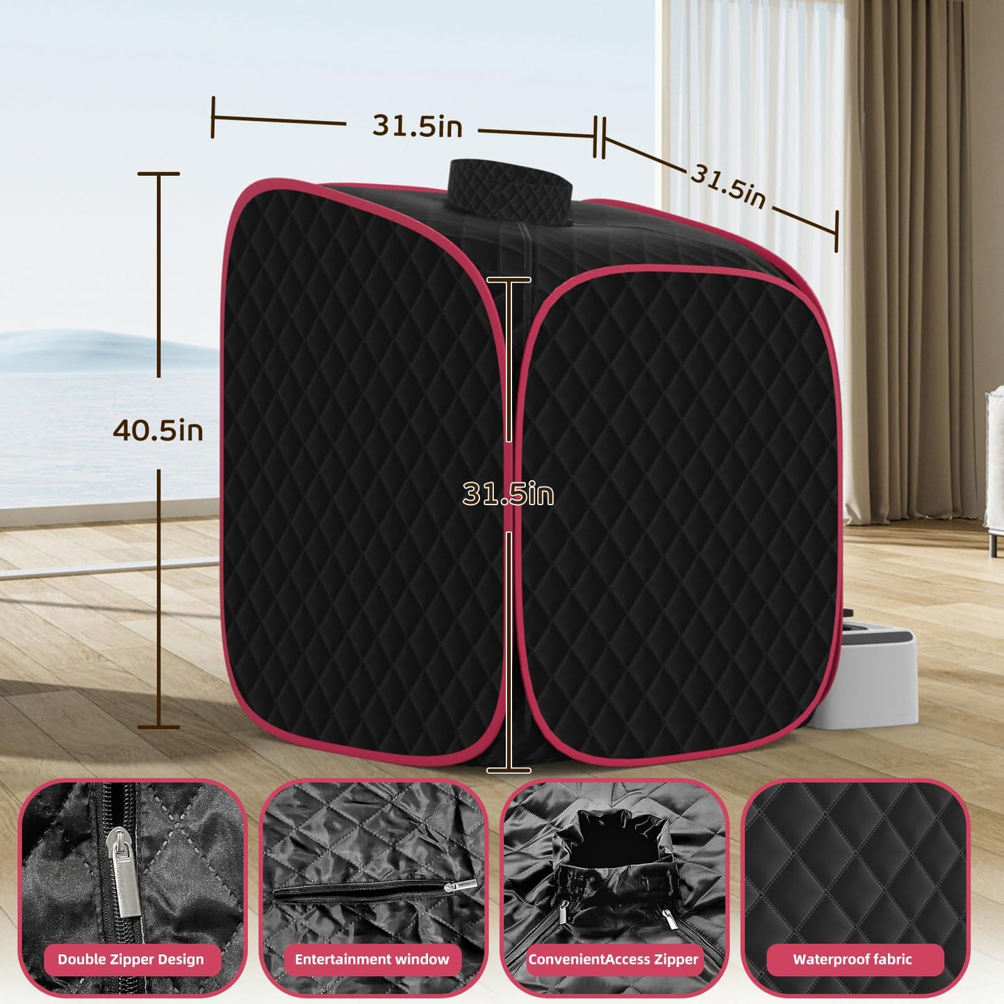 FniOk Portable Steam Sauna at Home, 9 Levels Heating, Sauna Tent for Home with Steamer and Folding Chair, Sauna for Relaxation, Detoxification, Spa