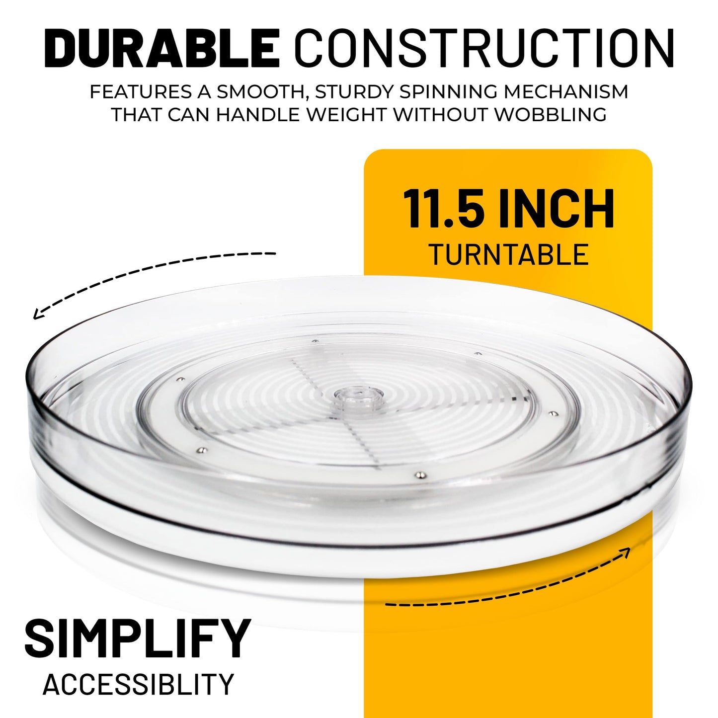 Lazy Susan Turnable Organizer for Cabinet – 11.5 Inches Clear – Heavy Duty Plastic – Multifunctional and Practical Design – Ideal for Kitchen, Under Sink, Bathroom (1 Pack)
