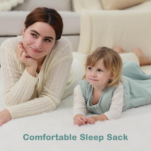 Mosebears Sleep Sack | Baby Winter Wearable Blanket with 2-Way Zipper | 2.5 TOG Cotton, Calm Sage, 12-18 Months