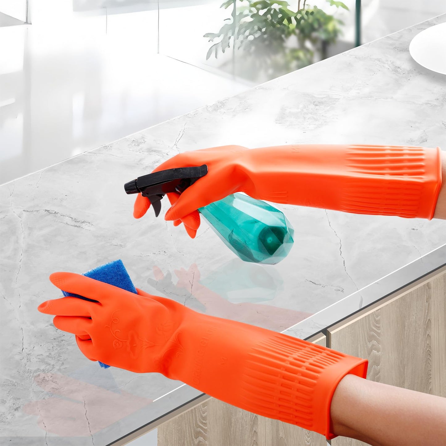 Gdotmely 3 Pairs Rubber Dishwashing Gloves,Rubber Cleaning Gloves, Reusable Kitchen Glove for Household,Waterproof