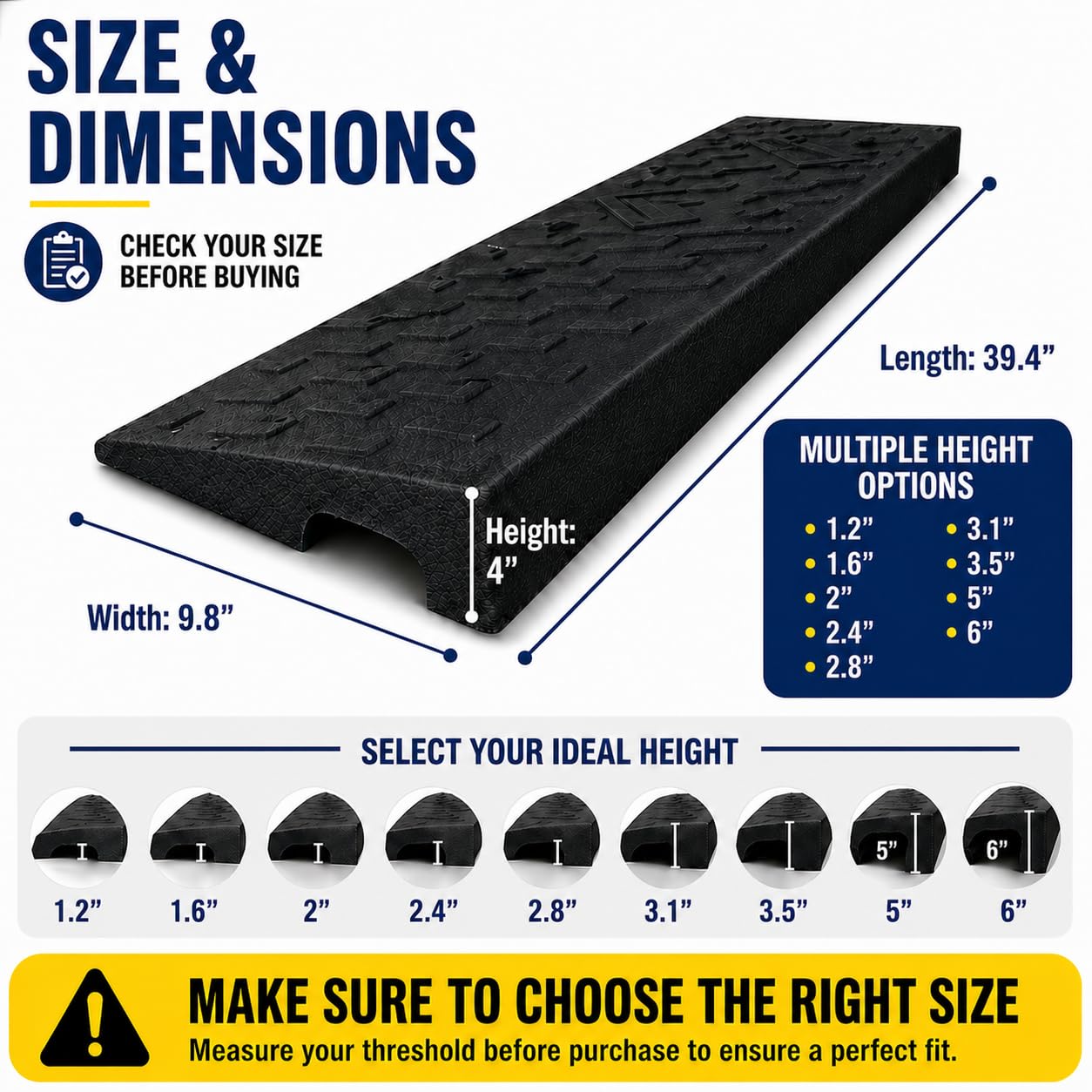 2 Pack 4'' Rise Rubber Curb Ramp,Heavy Duty, 11000lbs Capacity,Threshold Ramps, Car Slope Ramp for Loading Dock Bike Vehicle Warehouse Sidewalk Wheelchair (4" H)