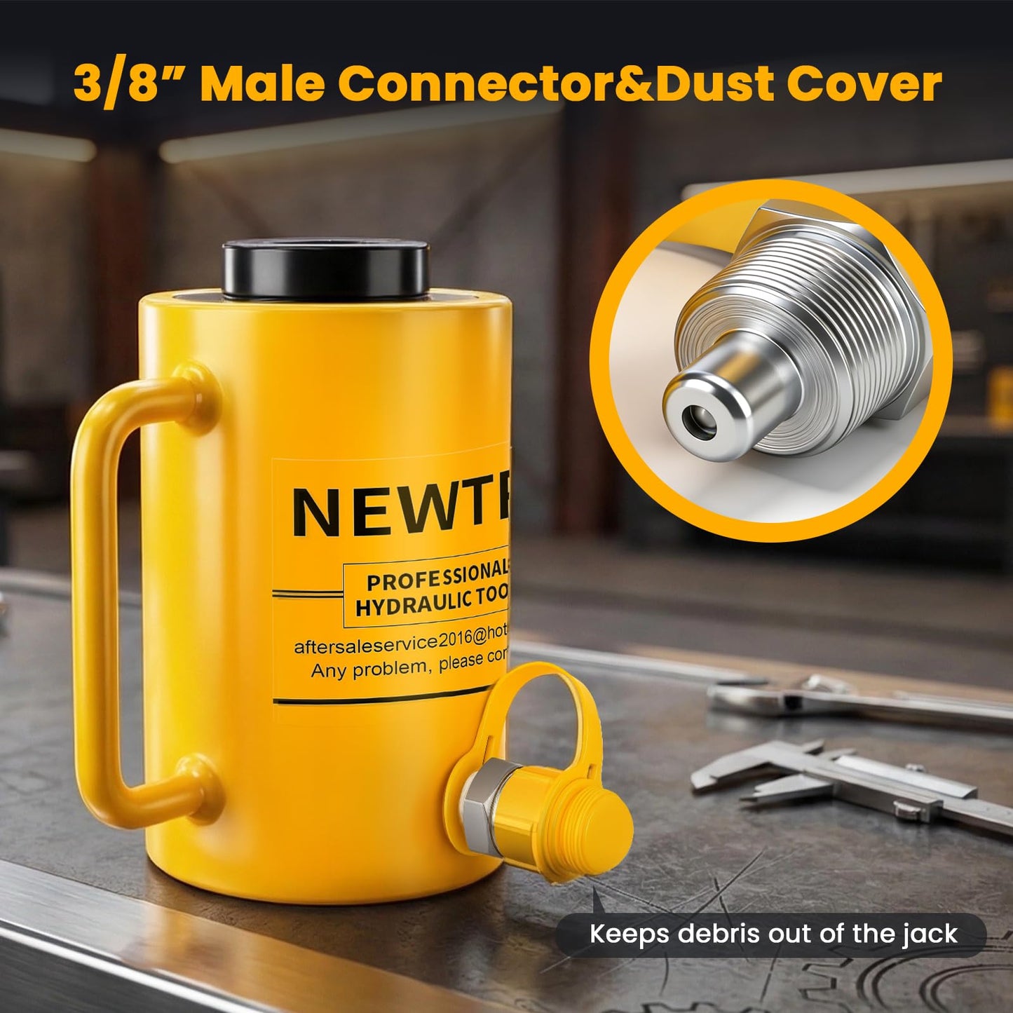 NEWTRY 20 ton Hydraulic Hollow Jack Cylinder 2’’ Stroke Porta Power Ram Industrial Lifting Jack Retract Automatically