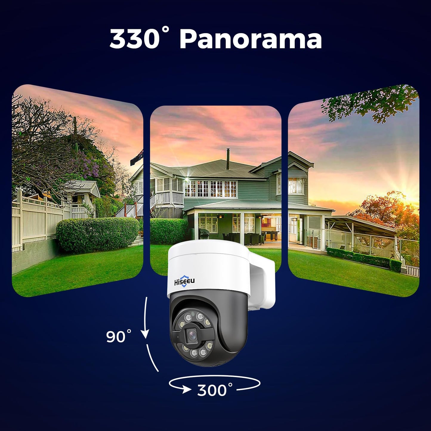 【Human Tracking+330° View】 Hiseeu 4K PoE Security Camera System,All-in-one 12" Monitor,8Pcs 5MP PoE PTZ Security Cameras for Home Security Outdoor,2-Way Audio,Color Night Vision,16CH Expandable