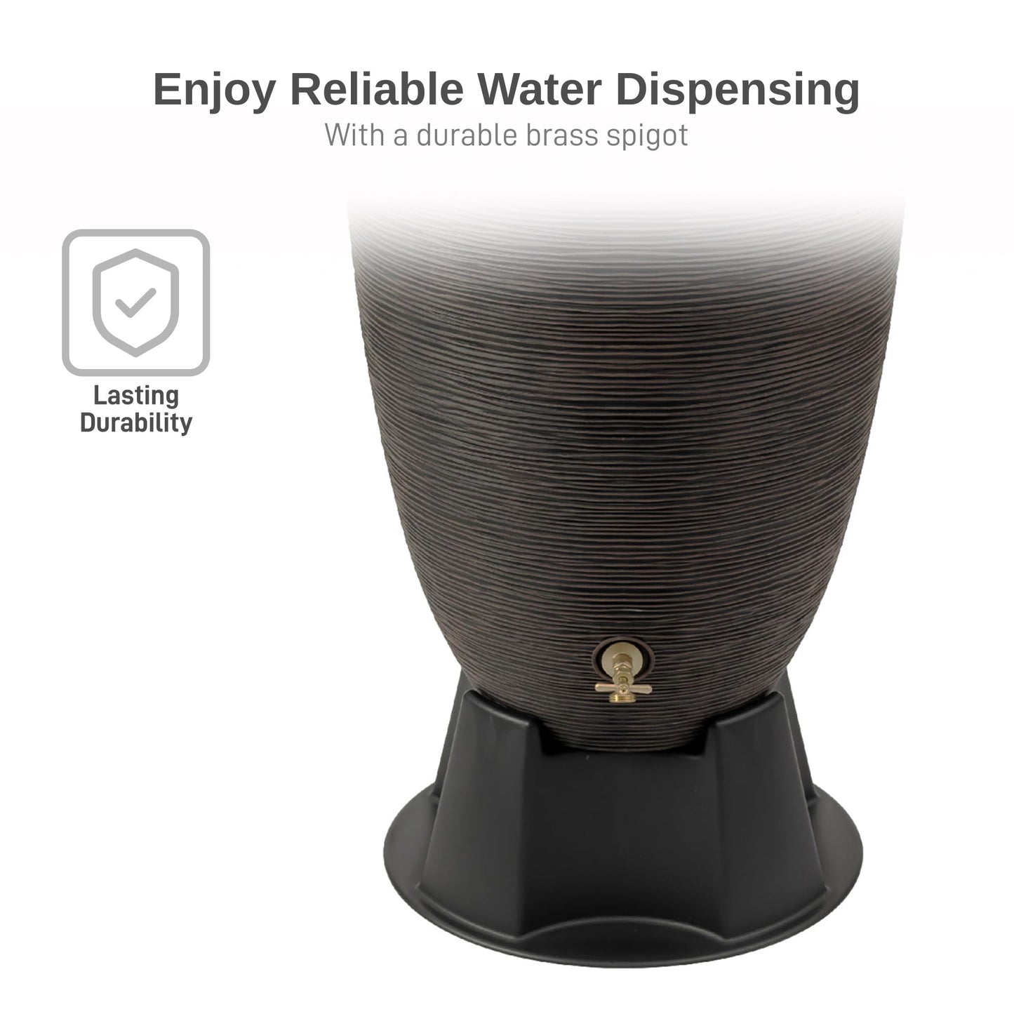 RTS Home Accents 50-Gallon Newport Rain Barrel with Stand and Removable Lid, Bronze Color