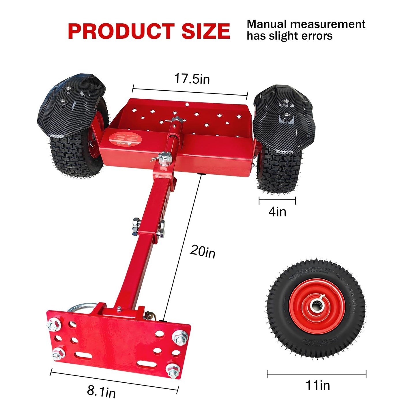 CCLINK Wheels Lawn Mower Sulky Thickened Vacuum Wheels Red Heavy Steel Anti Slip and Anti Rust Specially for Lawn Maintenance and Gardening Operations Quick Weed Removal