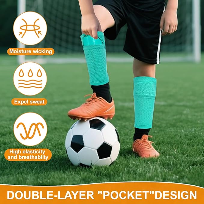 Shin Guards Soccer Kids 2025 Version High-Density Foam Soccer Shin Guard with Sleeves Shin Protective Pads for Kids Daily Practice School Competitions Outdoor Play