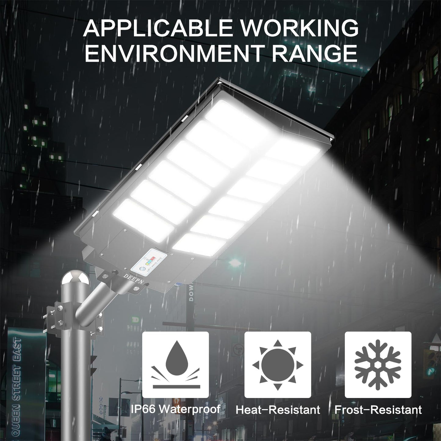 Deepn 8000W Solar Street Light, 480000 Lumens Dusk to Dawn LED Flood Lights Outdoor Motion Sensor, IP66 Waterproof Commercial Grade Solar Outdoor Lights with Remote Control for Parking Lot, 2 Pack