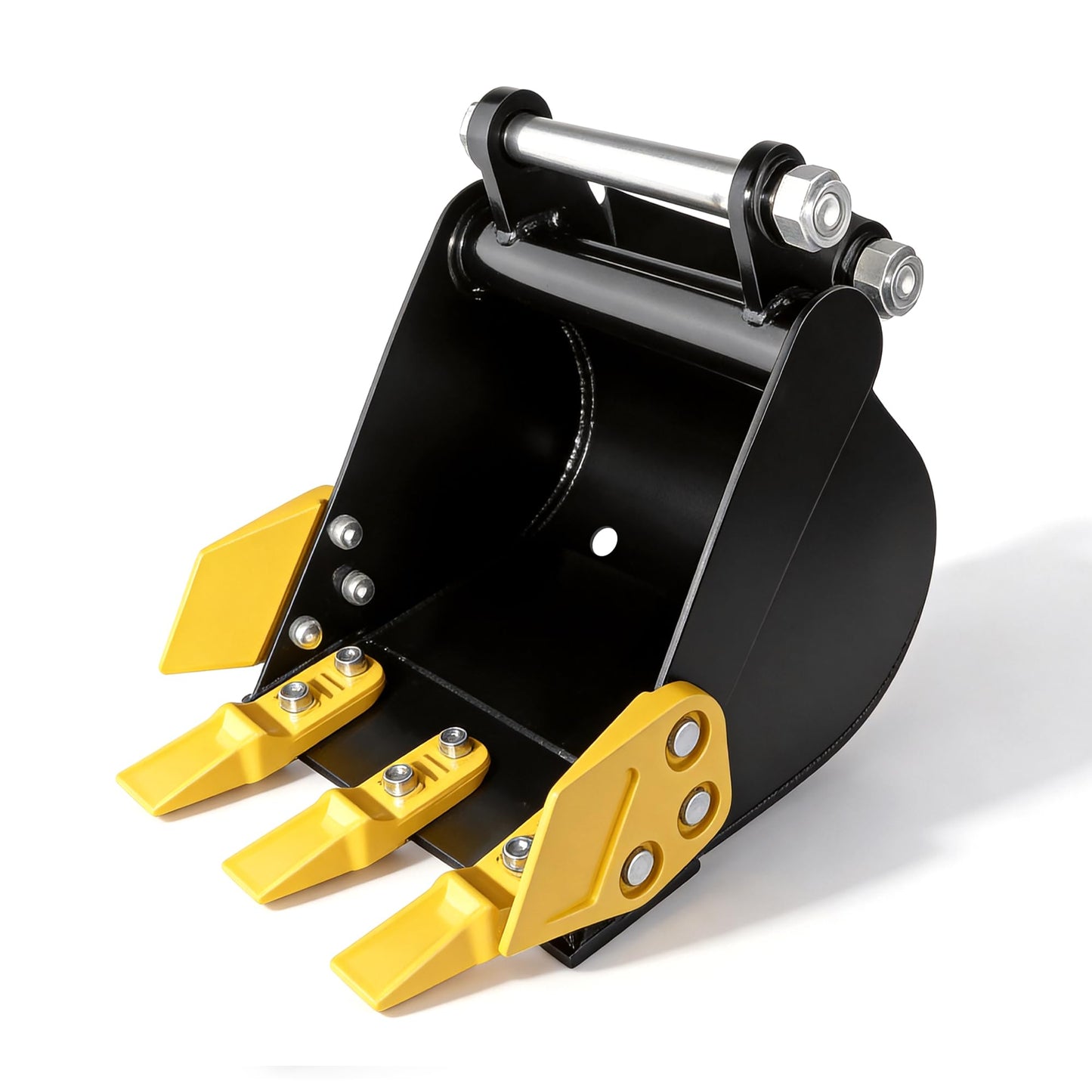 300mm Mini Excavator Bucket, 11.81in Excavator Attachments,300mm Narrow Digging Buckets with Metal Teeth Hole Diameter 0.98in, Center Wheelbase 3.54in, Metal Trenching Digger (300mm Black Yellow)