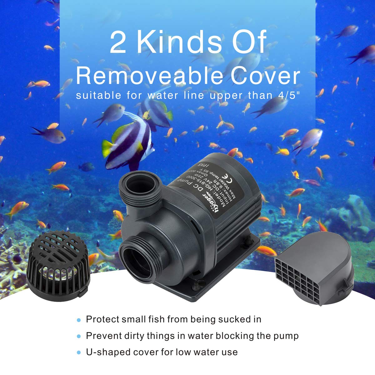 Hygger 1720GPH Quiet Submersible and External 24V Water Pump, with Controller (30%-100% Settings), Powerful Return Pump for Fish Tanks, Aquariums, Ponds, Fountains, Sump, Hydroponics (55W, 14.8ft)