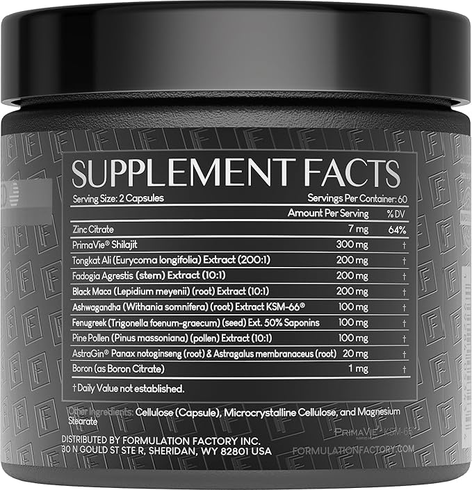 Self Obsessed MAXXED: 10-in-1 Men's Vitality Formula with Shilajit, Tongkat, Ashwagandha, Maca, Fadogia, Fenugreek, Pine Pollen, Zinc, Boron & AstraGin® - 120 Capsules ??2-Month Supply (1 Pack)