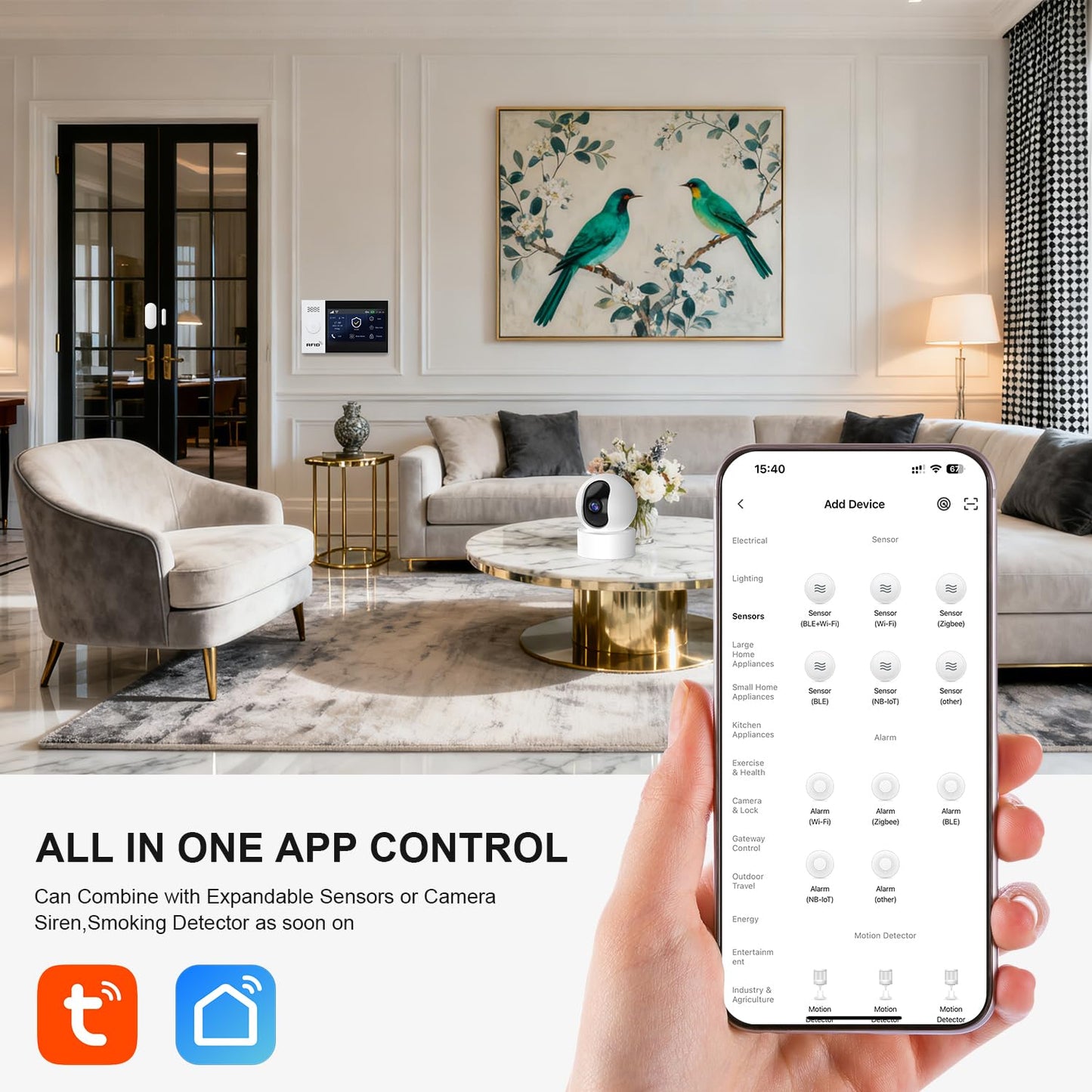 PGST Wireless Home Alarm System,Smart Home Security Systems with 4G SMS/Tuya App Instant Alerts,Motion Detector,Door Alarm Sensors,Compatible with Alexa and Google Home,No Monthly Fee
