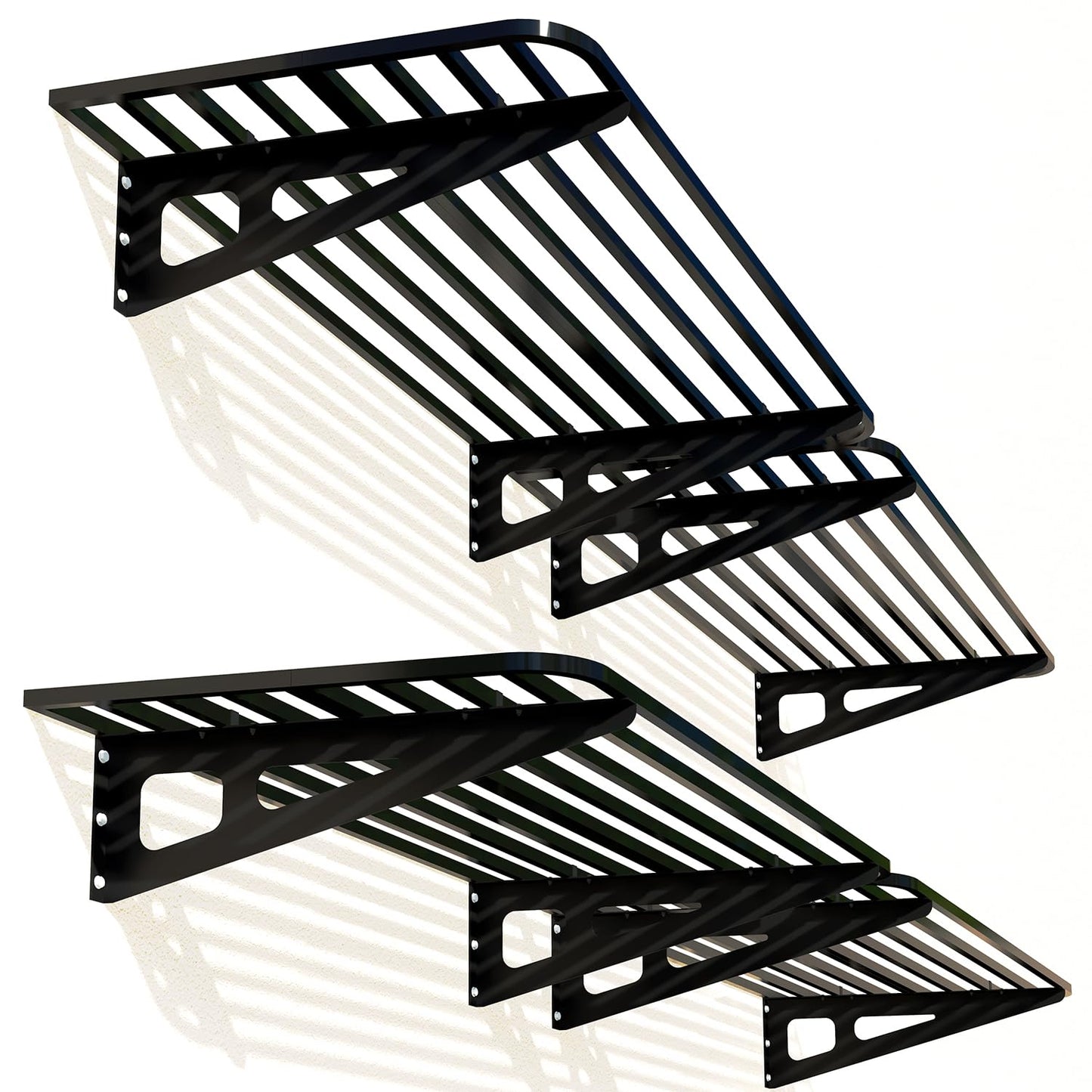 ZoffyFabrizio Garage Shelving Wall Mounted, 2-Pack 2x8ft Garages Shelving 24-inch-by-96-inch Wall Shelf Garage Storage Rack Floating Shelves, Space-Saving Black