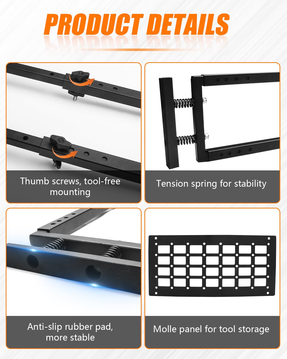 ADTOPI Adjustable Truck Bed Divider Organizer Compatible with 47'' to 67'' Pickup & Trucks bed, Aluminum Cargo Management Separator Molle Panel, Universal Truck Bed Divider Storage Accessories