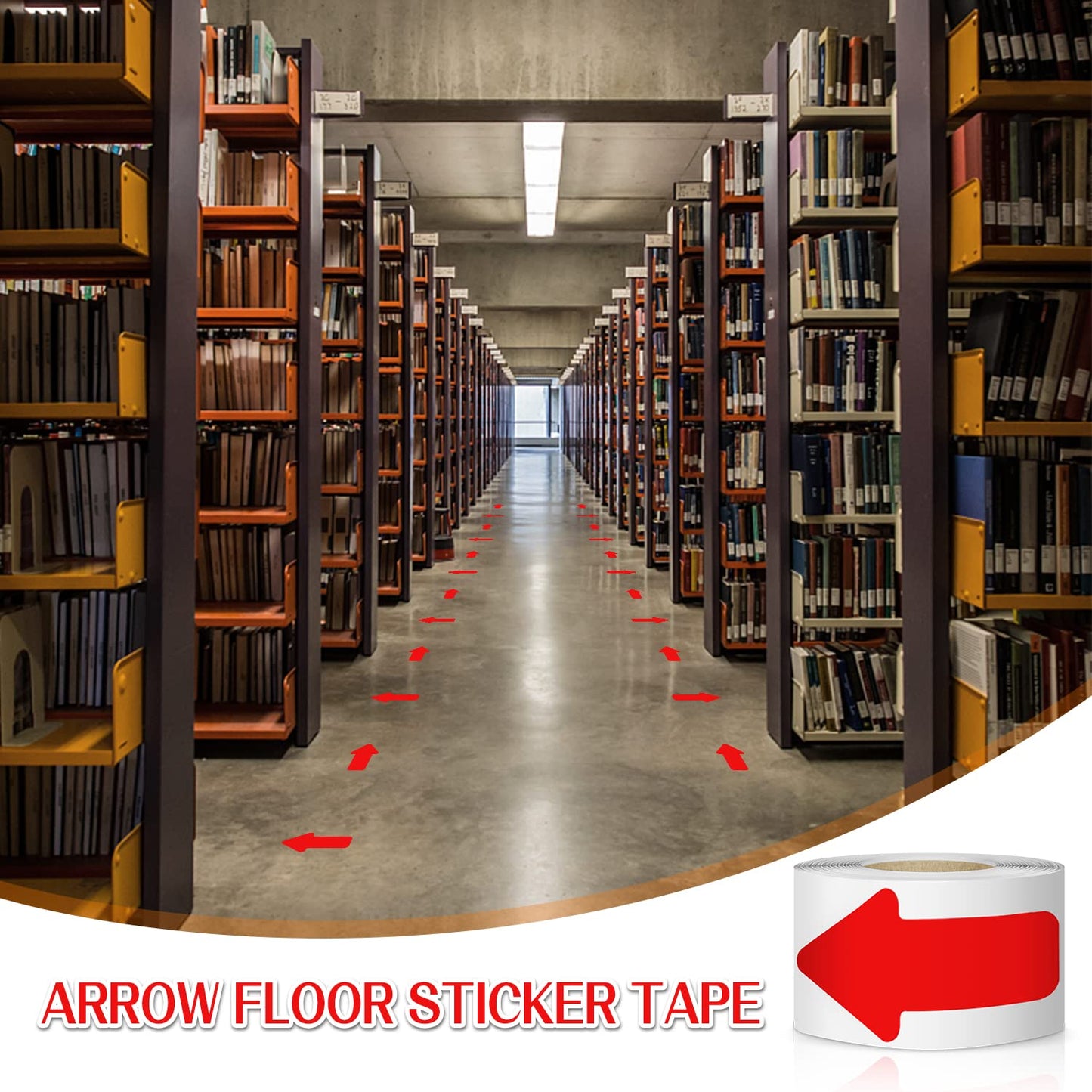 EVQ Arrow Floor Sign Tape 2" x 4" Marking Sticker 200 PCS Decal Tape Red