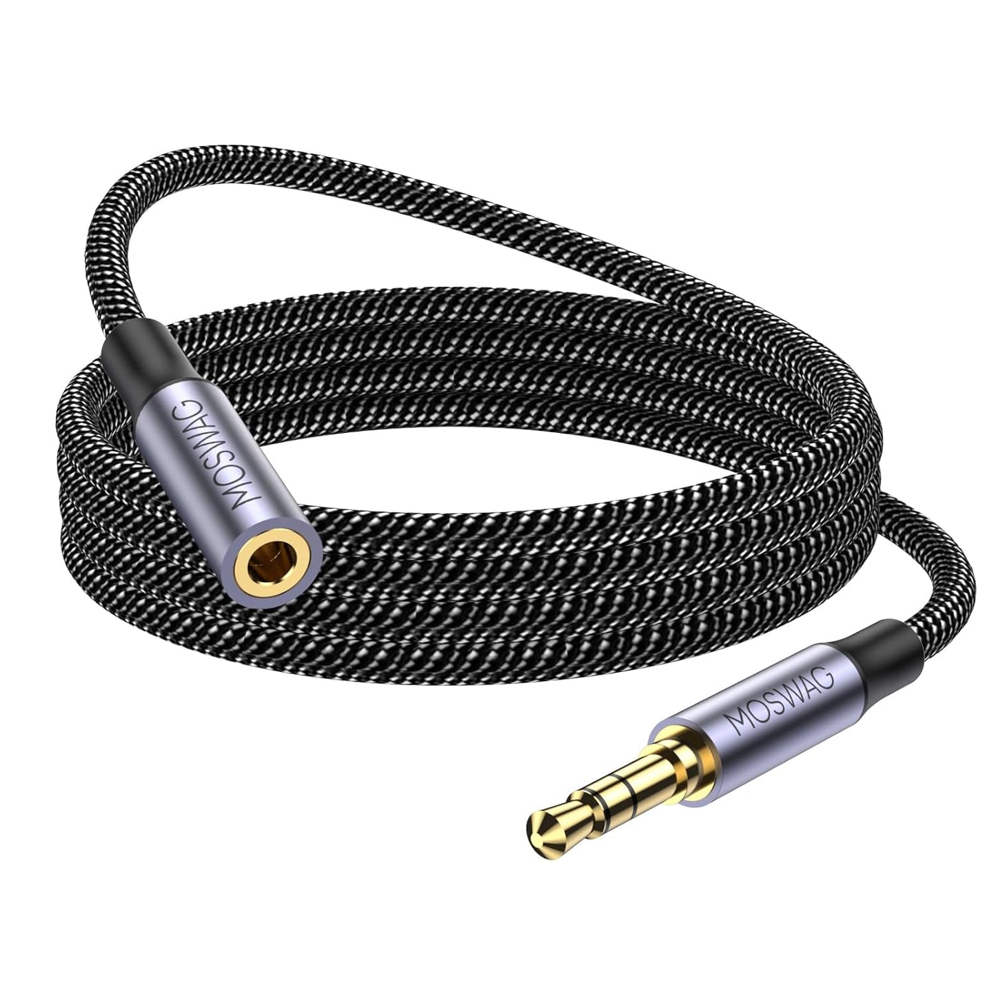 10FT/3Meter 3.5mm MOSWAG Extension Cable Audio Male to Female Stereo Extension Adapter Nylon Braided Cord Compatible