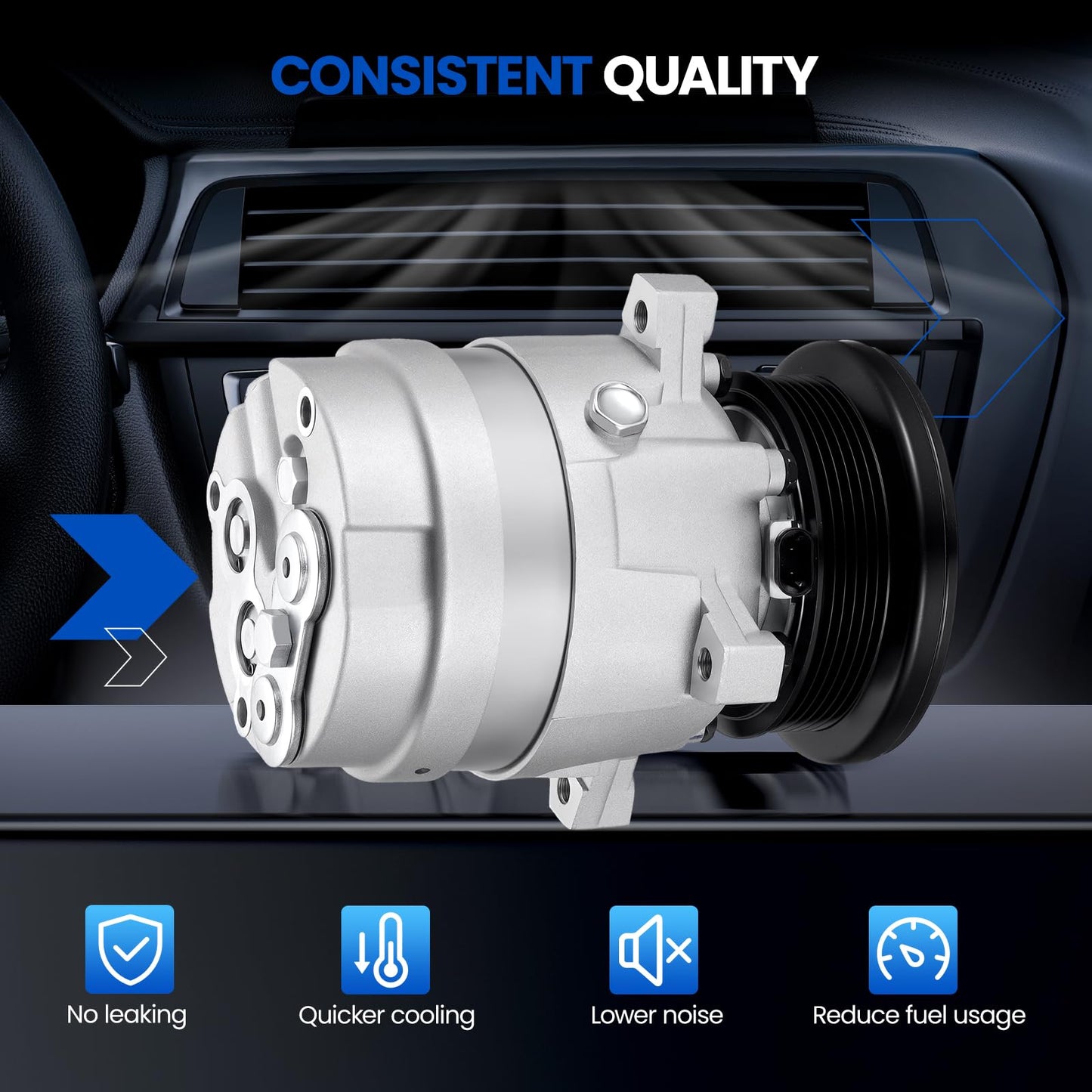 SYKRSS 58984 Air Conditioning A/C Compressor with Clutch Compatible with Buick Century Regal 94-95 3.1L V6, Compatible with Chevrolet Lumina 94-95 3.1L, 94-97 3.4L, for Monte Carlo 95-97 3.4L