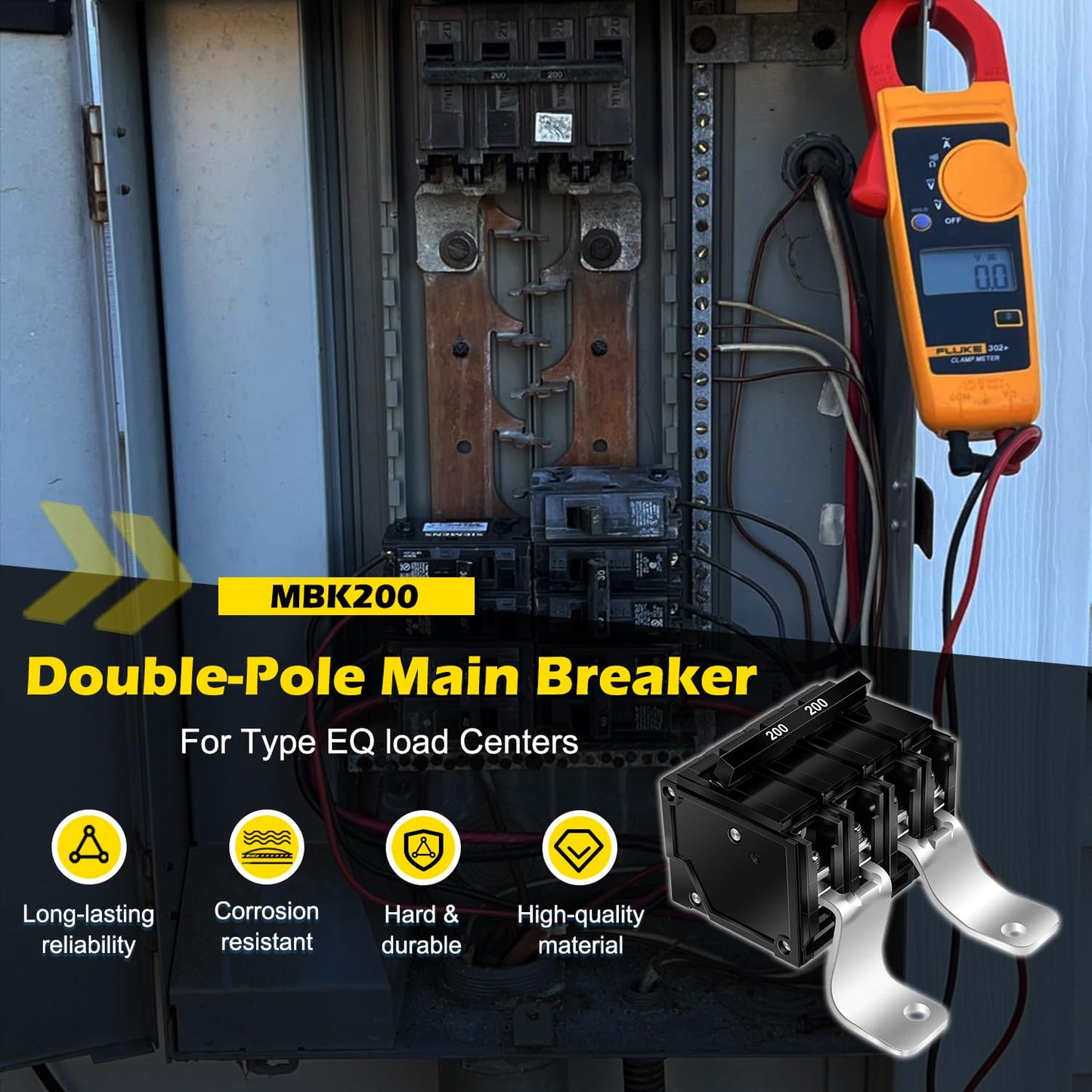 MBK200 200 Amp Double-Pole Main Breaker Conversion Kit Plug-in 2 Pole 120/240 Volt for Type EQ Load Centers Replaces EQ9685