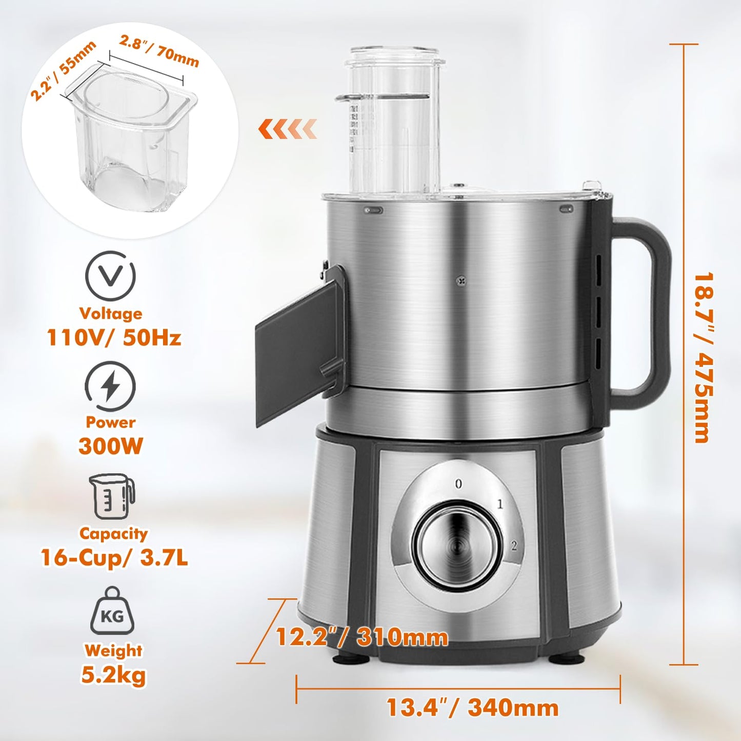 Anatole Electric Vegetable Dicer Stainless Steel Food Processor 16-Cup 300W Commercial Veggie Chopper Heavy Duty Fruits Cutter with 1/4" 3/8" 1/2" Blades Auto Discharge for Carrot Potato Onion