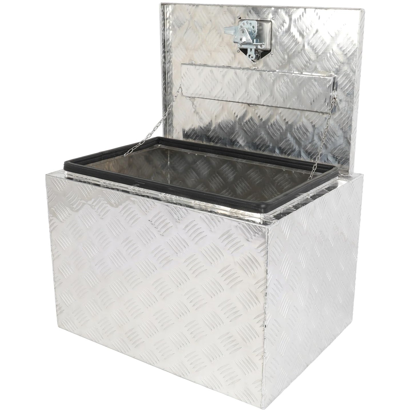 SCITOO 24 Inch Diamond Plate Truck Bed Tool Box,Aluminum Heavy Duty Crossover Storage for Most Full Size Pickups,Lockable Weatherproof Chest,Fits 24" Truck Beds,Easy Access to Load and Unload
