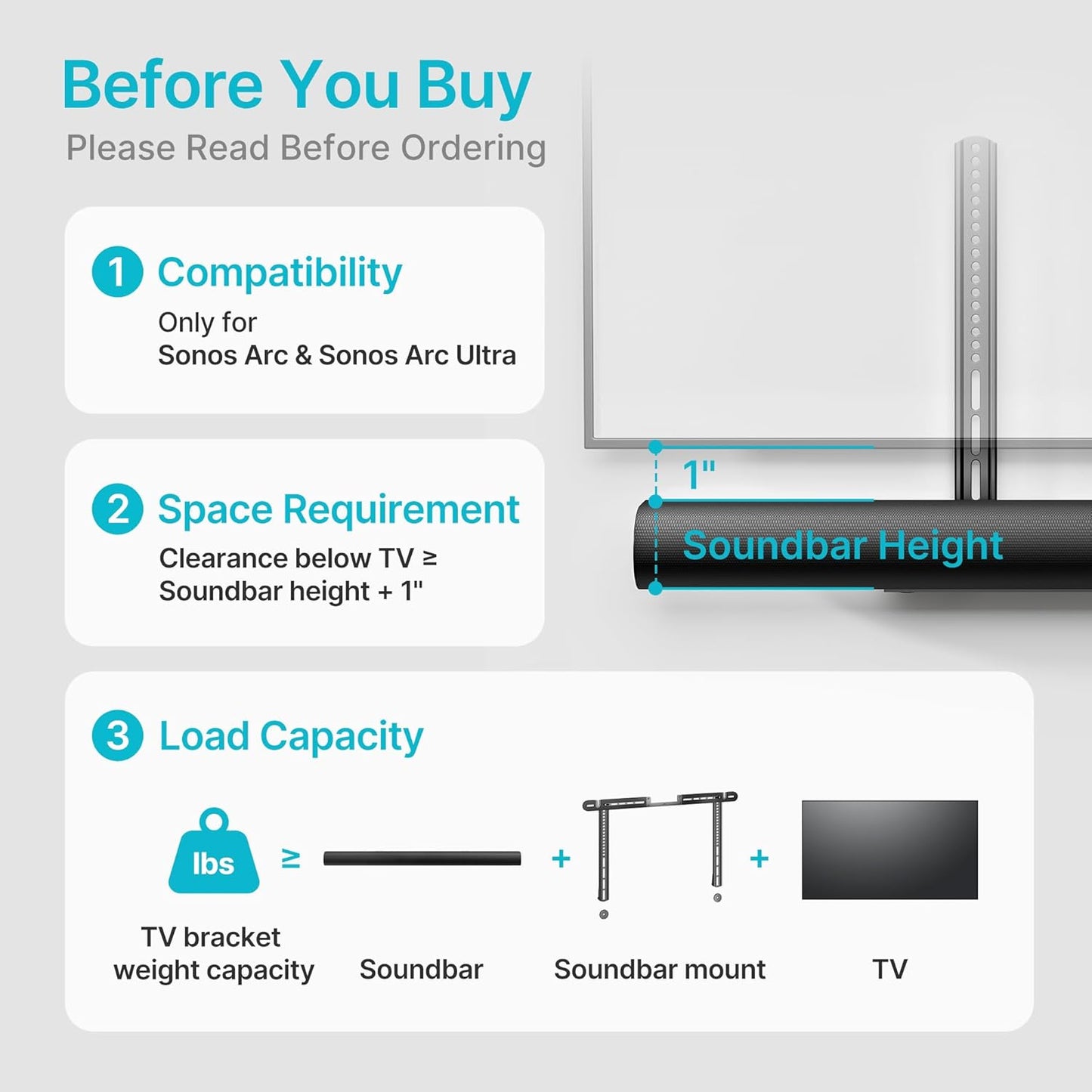 22 Lbs, PEGZONE Soundbar TV Mount Compatible with Sonos Arc & Sonos Arc Ultra,Hold Soundbar Mount for TV for Surround