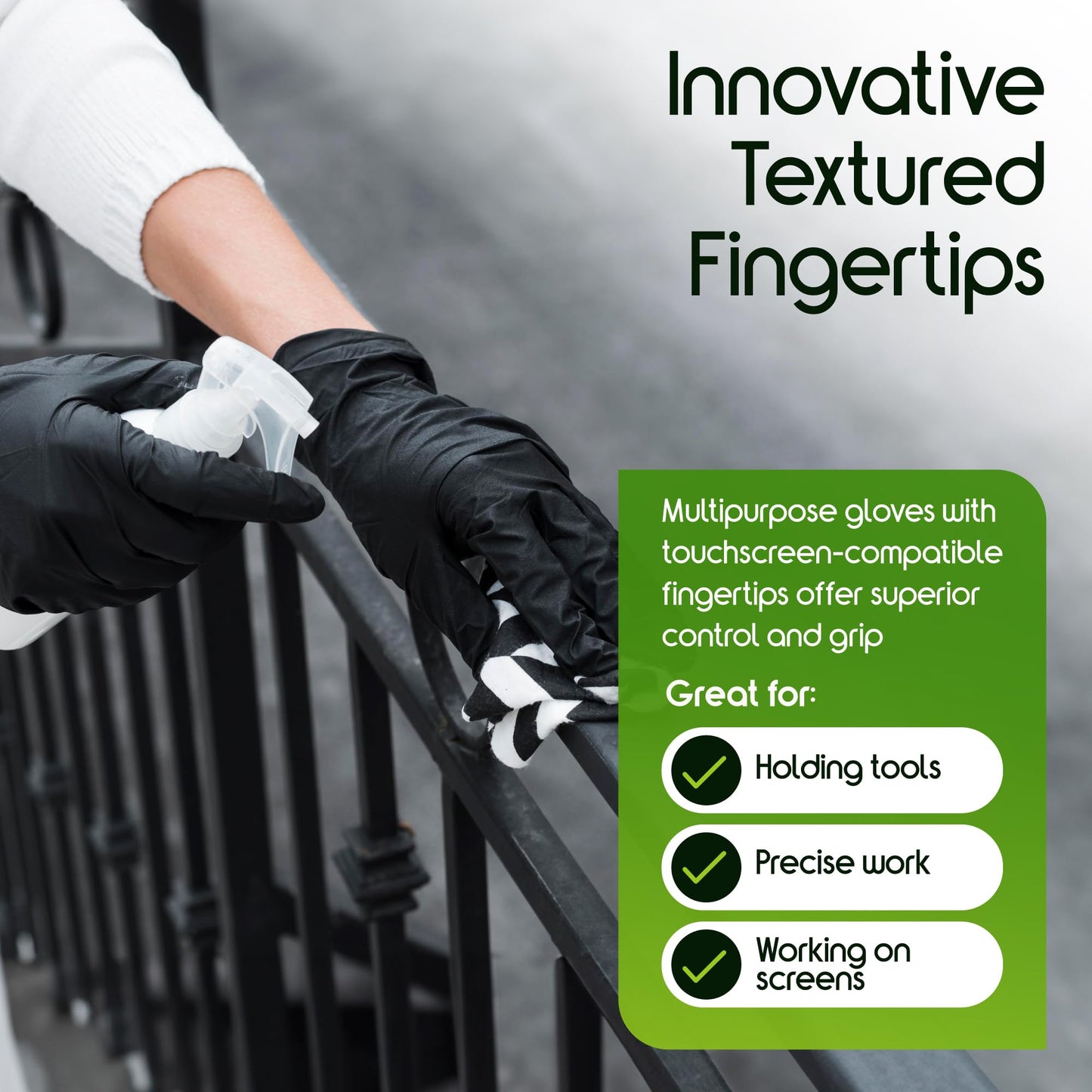 Inspire HEAVY DUTY 6Mil ORIGINAL Quality Stretch Nitrile Gloves Black Disposable Latex Free | Food, Industrial, Mechanic Tattoo (6Mil Black, XL)