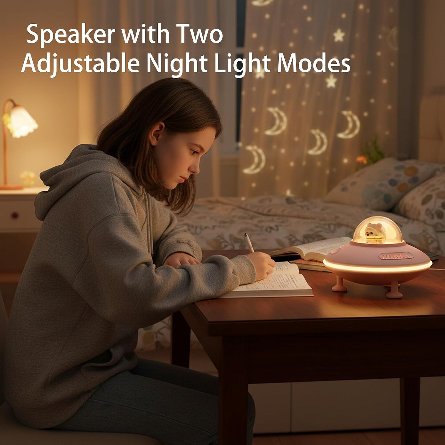 Baolira 5.4, Small Wireless Speaker, Bluetooth Speaker with Night Light for Pink Room Decor, Bluetooth USB
