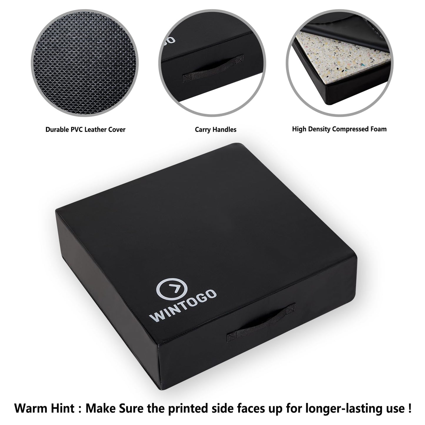 Wintogo Deadlift Silencer Drop Pads (Pair) - Noise Reducing Weightlifting Crash Mats for Floor Protection, Portable Compact 20"x20"x6" Easy to Store & Carry for Home Gym, Garage, Crossfit Workouts