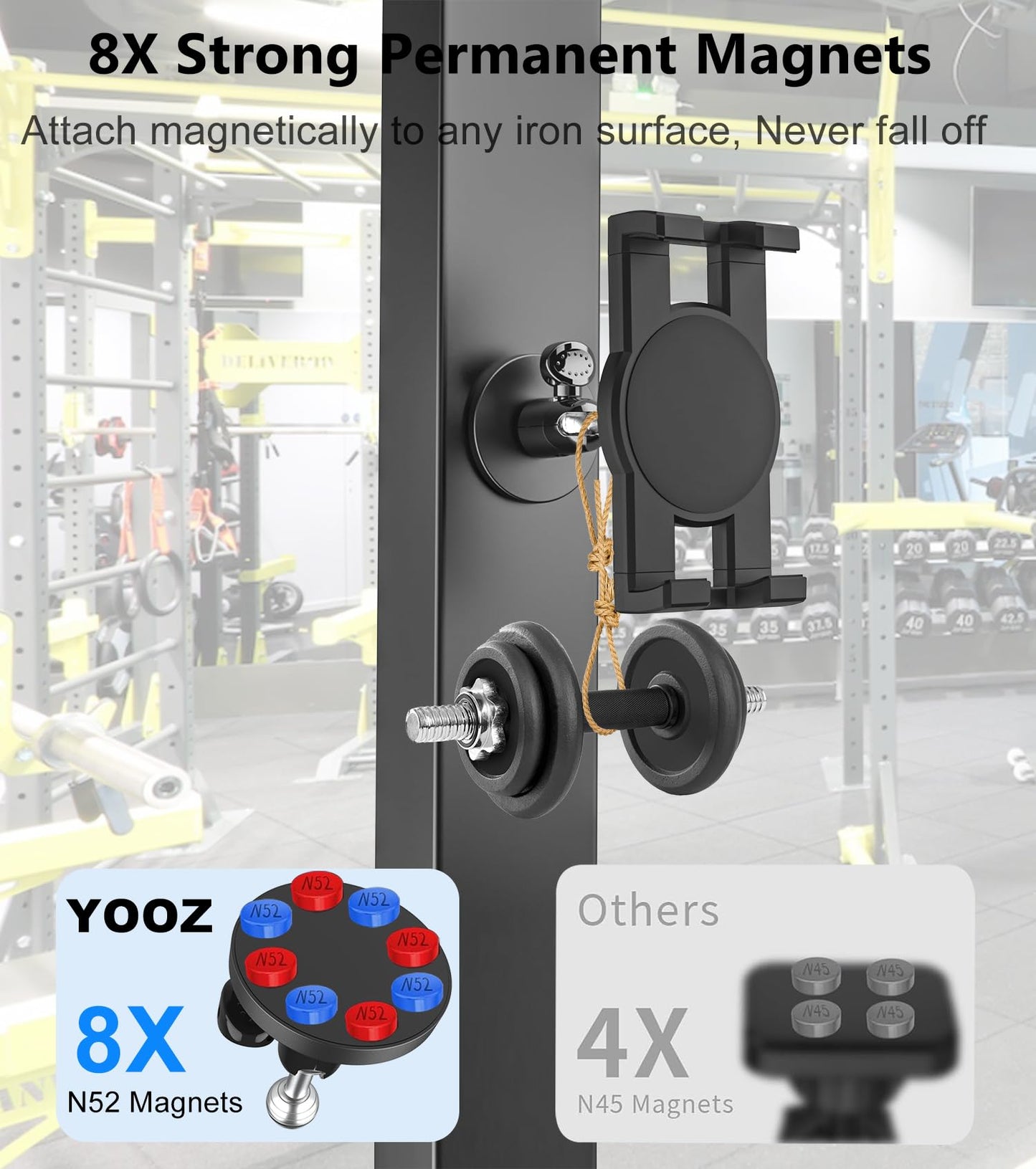 YOOZ Magnetic Tablet Mount for Metal Surface [Powerful Magnet & Portable] Magnet Tablet Holder for Golf Cart/Gym/Warehouse for iPad Pro Air Mini, Galaxy Tab, 4-12.9" Phones & Tablets