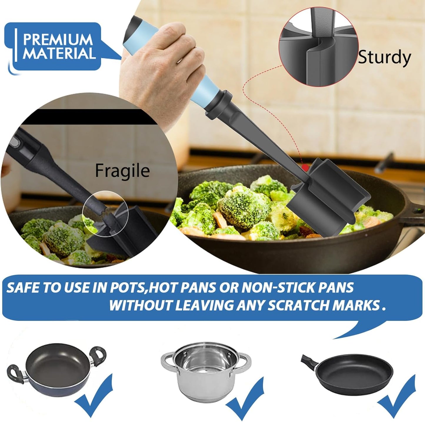 Skiennix Meat Chopper - Heat Resistant Nylon Hamburger Masher Tool | Aqua Color, Perfect for Ground Beef