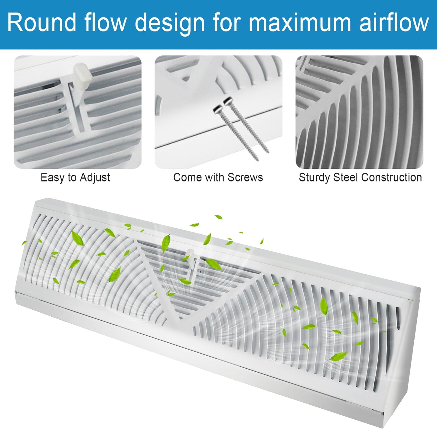 12 Pcs 18 Inch White Baseboard Register(Duct Opening Size), Upgraded Baseboard Air Diffuser for Home Floor Wall Baseboard Vent Covers