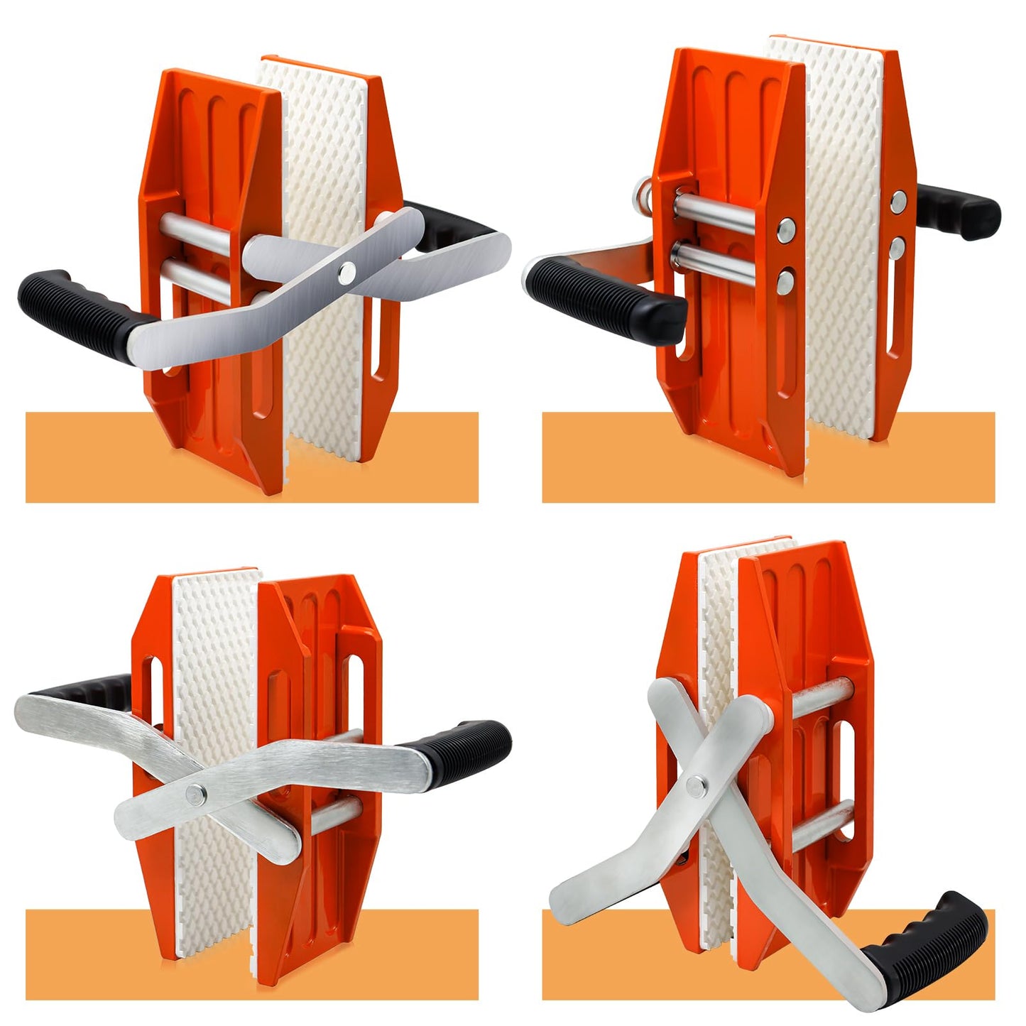 SDRTOP 2 PACK Granite Carrying Clamps with White Rubber-lined, Double Handed Stone Panel Carry Lifter Tools, Heavy Duty lifting clamps for Marble, Glass, Slabs and Plywood
